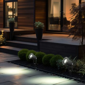 etc-shop Gartenstrahler, Leuchtmittel nicht inklusive, Design Erdspieß Außen Leuchte Veranda Rasen Steck Beleuchtung schwarz