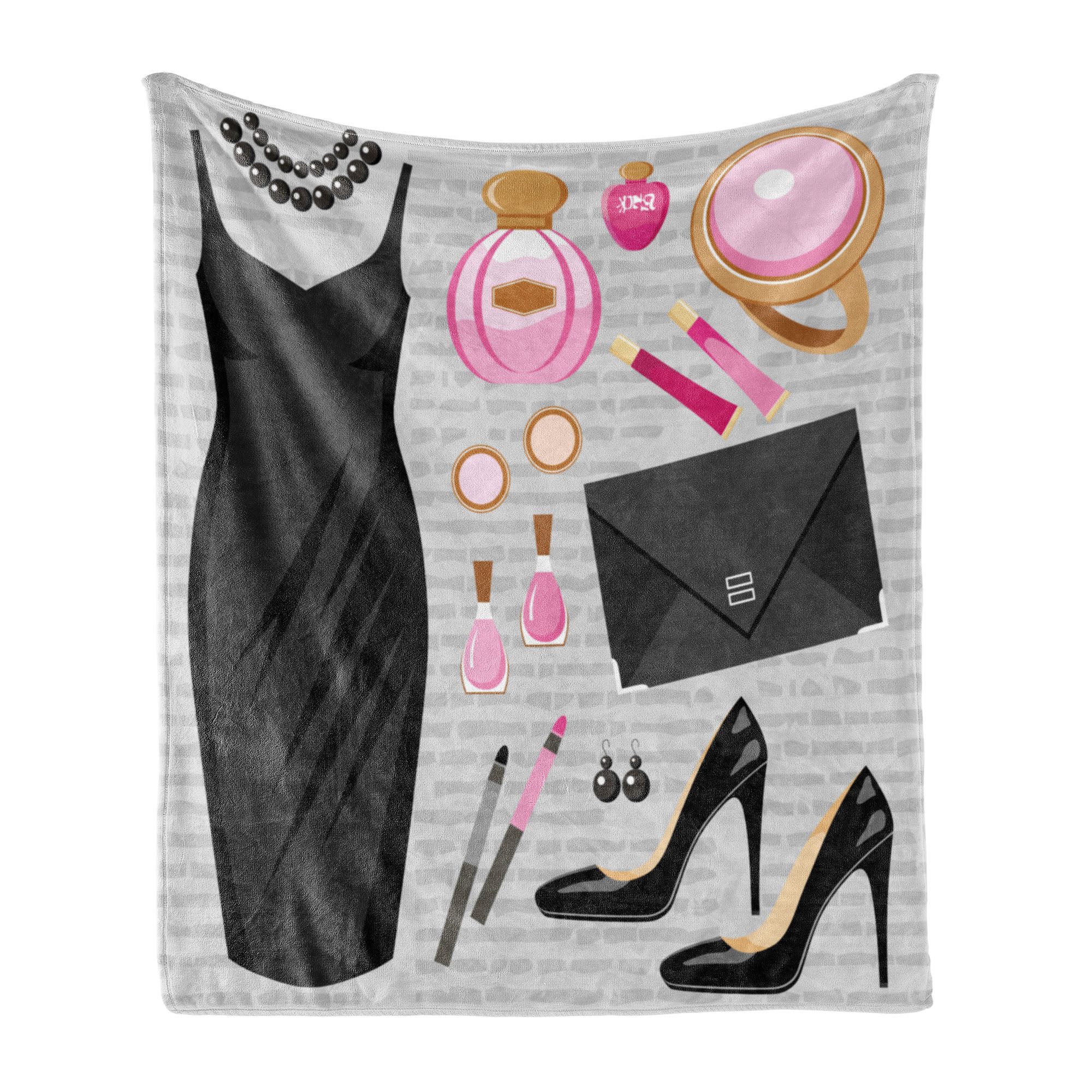 Wohndecke Gemütlicher Plüsch für den Innen- und Außenbereich, Abakuhaus, Heels und Kleider Kleid und Tasche