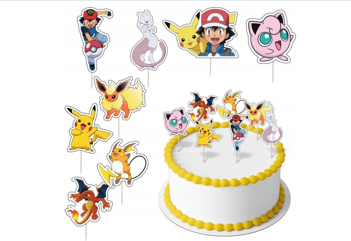 Festivalartikel Tortenstecker Pokemon Topper Set 8 Stk Geburstag Torten Deko Kuchen Junge