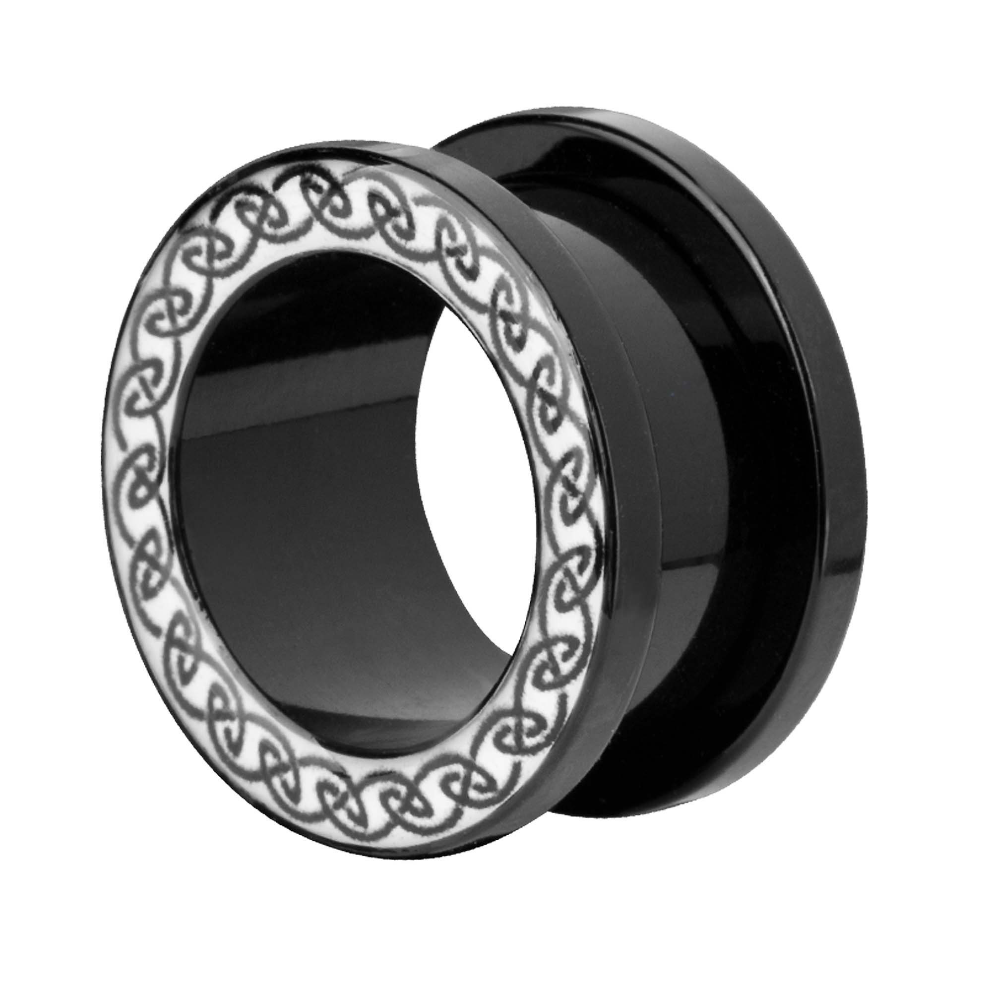 Taffstyle Plug Flesh Tunnel Piercing Schwarz Keltische Zeichen, Kuststoff Plug Schraub Piercing Ohrpiercing Tribal Schraubverschluss | Plugs