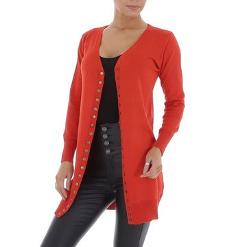 Ital-Design Strickjacke Damen Freizeit Stretch Longpullover in Orange