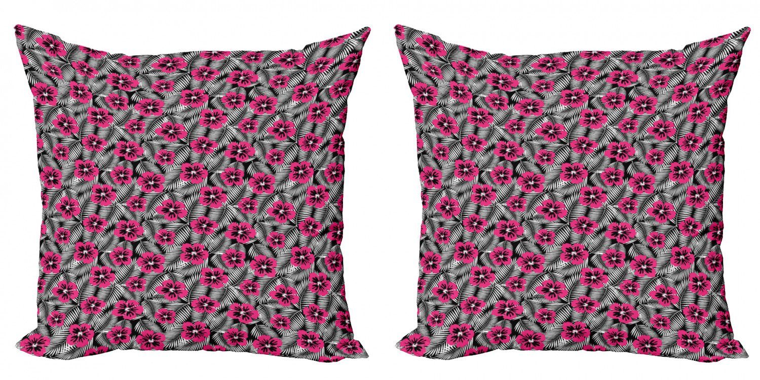Kissenbezüge Modern Accent Doppelseitiger Rosa Digitaldruck, Stück), Luau Hibiscus Modernes Blatt (2 Abakuhaus