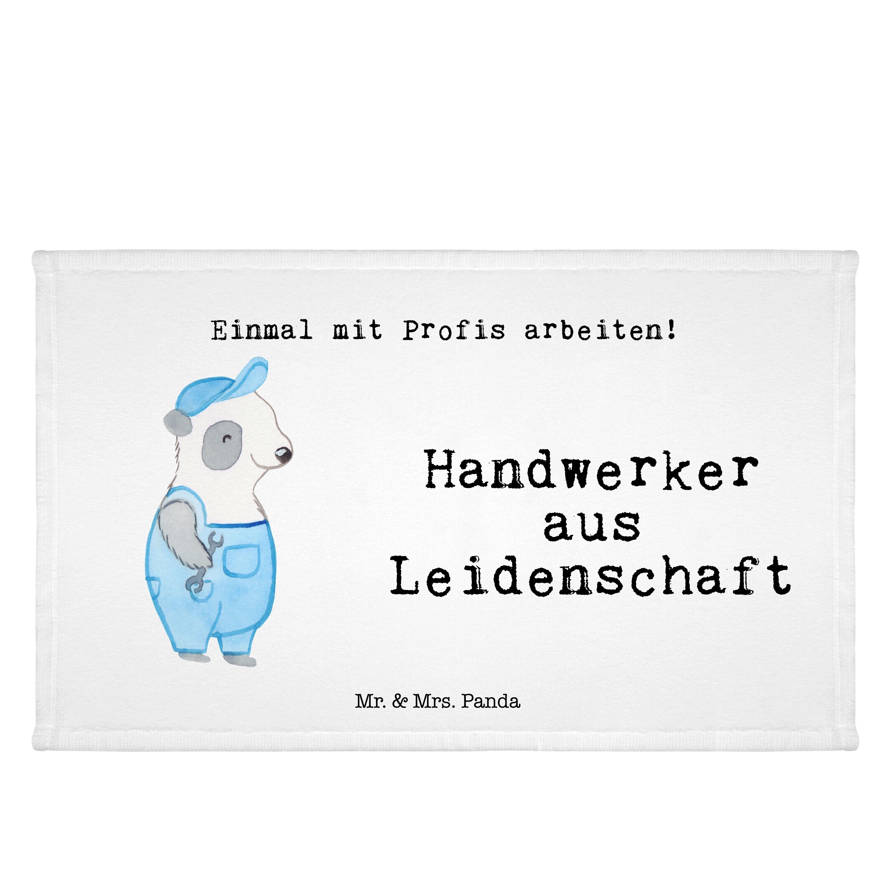 Mr. & Mrs. Panda Gästet, Geschenk, Handwerker - aus Sport Weiß Handtuch, - Handtuch Leidenschaft (1-St)
