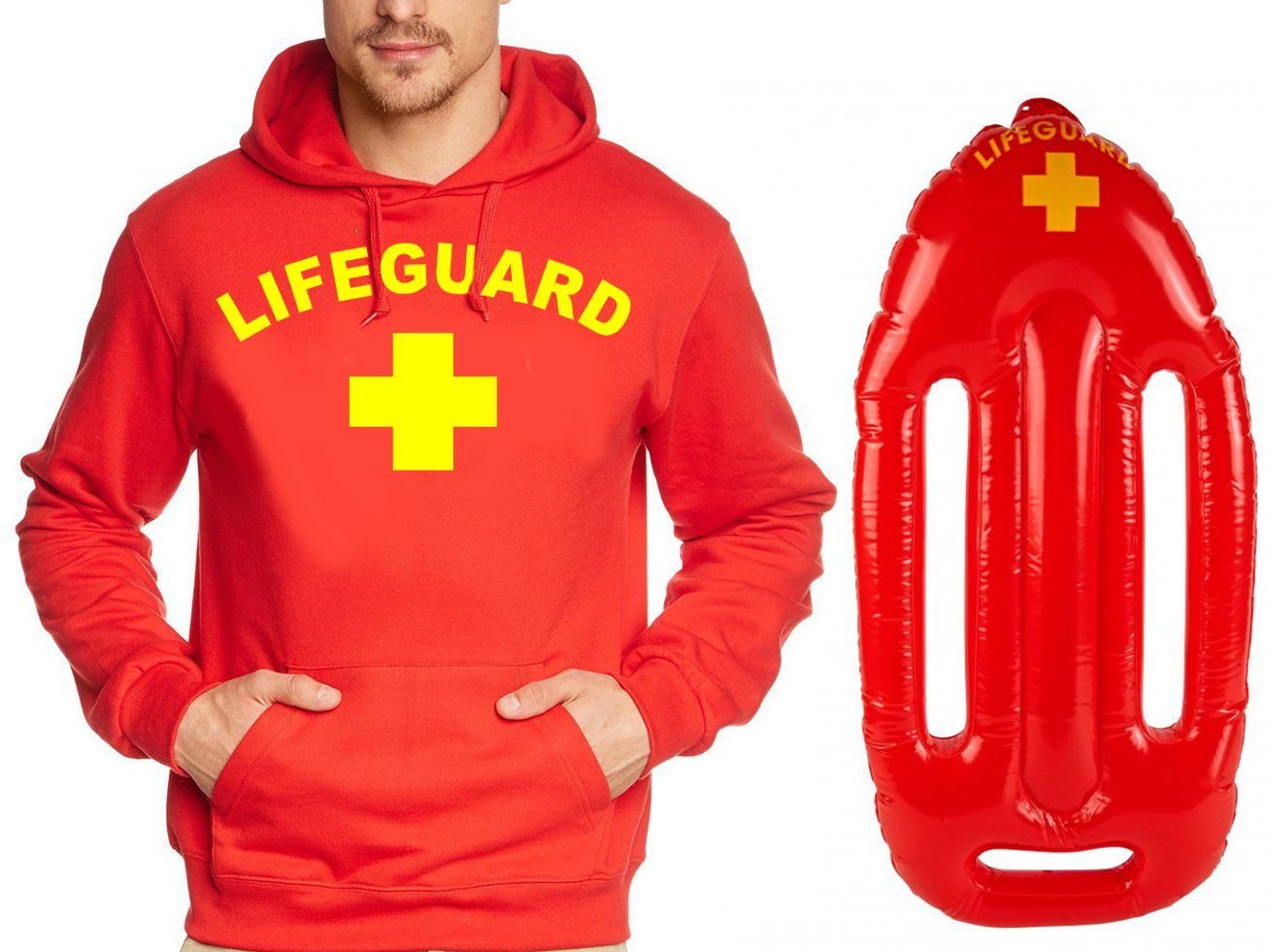 coole-fun-t-shirts Kostüm Lifeguard Rettungsschwimmer Kostüm Hoodie + Schwimmboje S - 5XL