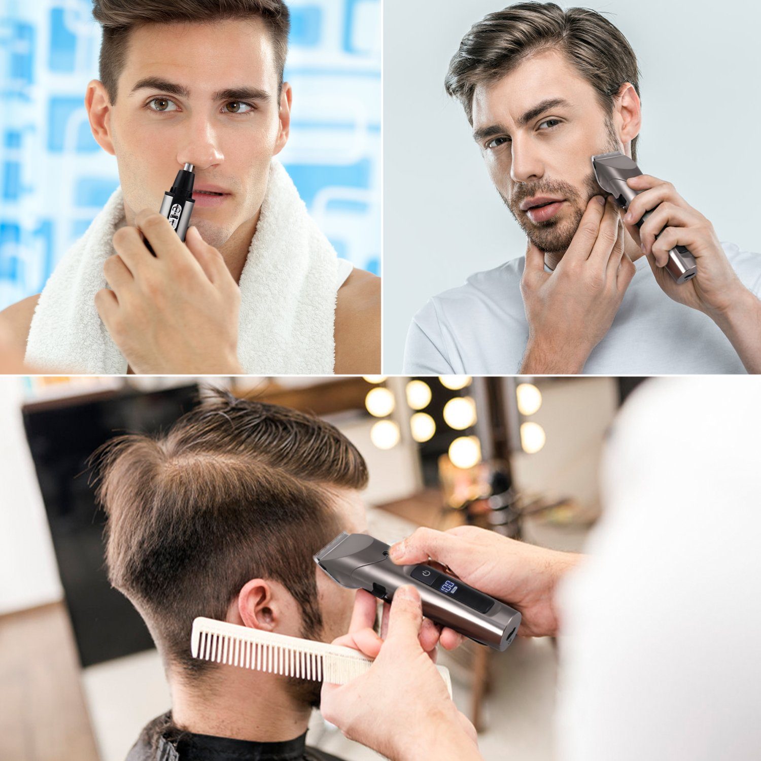 HATTEKER Haarschneider RFC691, Bartschneider Nasenhaartrimmer 2 in 1