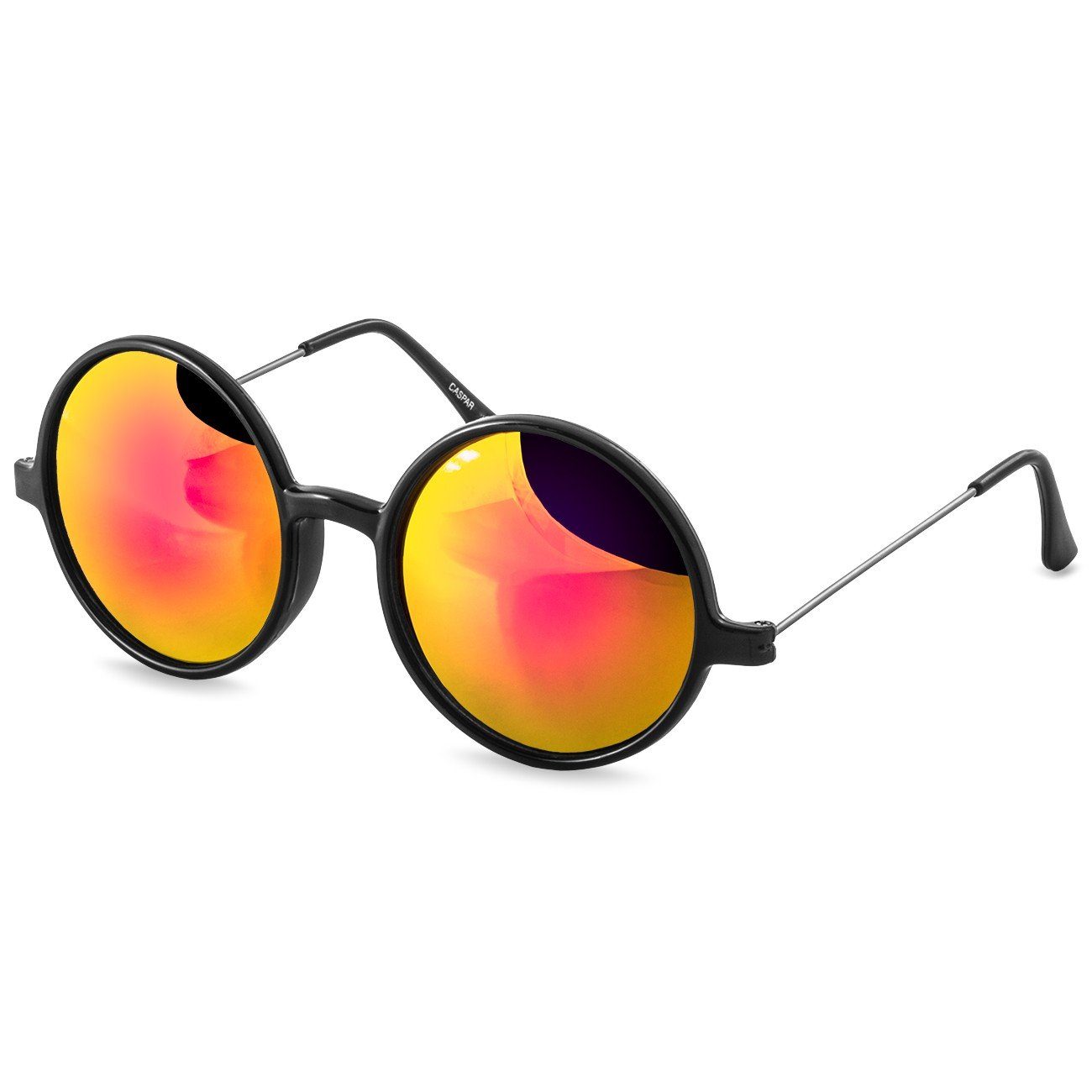 Caspar Sonnenbrille SG021 Unisex Retro XL Nickelbrille mit runden Gläsern bunt verspiegelt