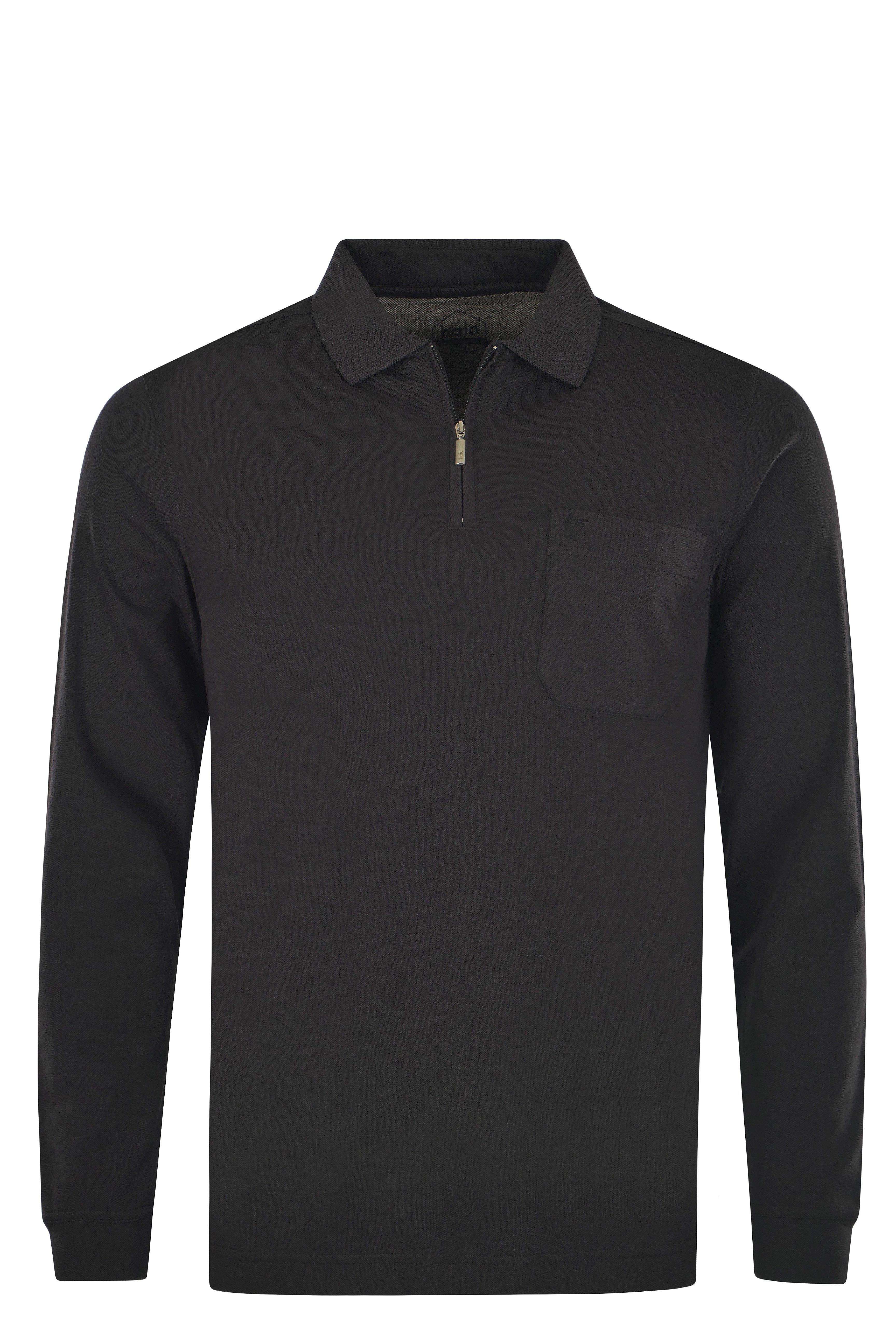 Hajo Langarm-Poloshirt Softknit-Poloshirt in Minimaldessin günstig online kaufen