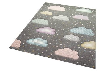 Kinderteppich Kinderteppich Wolke Kinderzimmerteppich in grau blau rosa, Teppich-Traum, rechteckig, Höhe: 13 mm