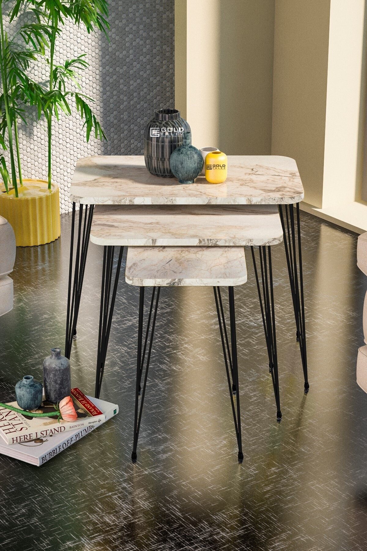 en.casa Couchtisch (3-St), 3-teilig, Metallgestell 90003167 günstig online kaufen