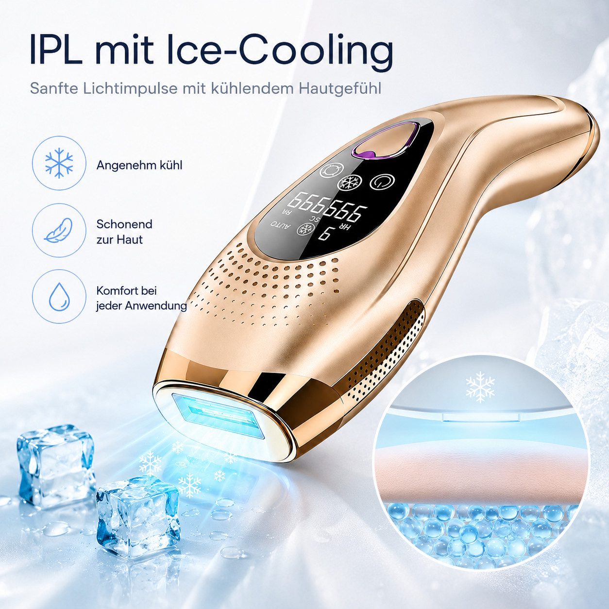 XEOOCE IPL-Haarentferner IPL Haarentferner mit Kühlfunktion, 9 Stufen und 999.999 Impulsen, 999.999 Lichtimpulse