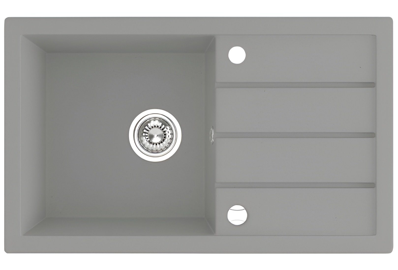 KOLMAN Küchenspüle Einzelbecken T.III Granitspüle, Rechteckig, 48/79 cm, Grau, Space Saving Siphon GRATIS