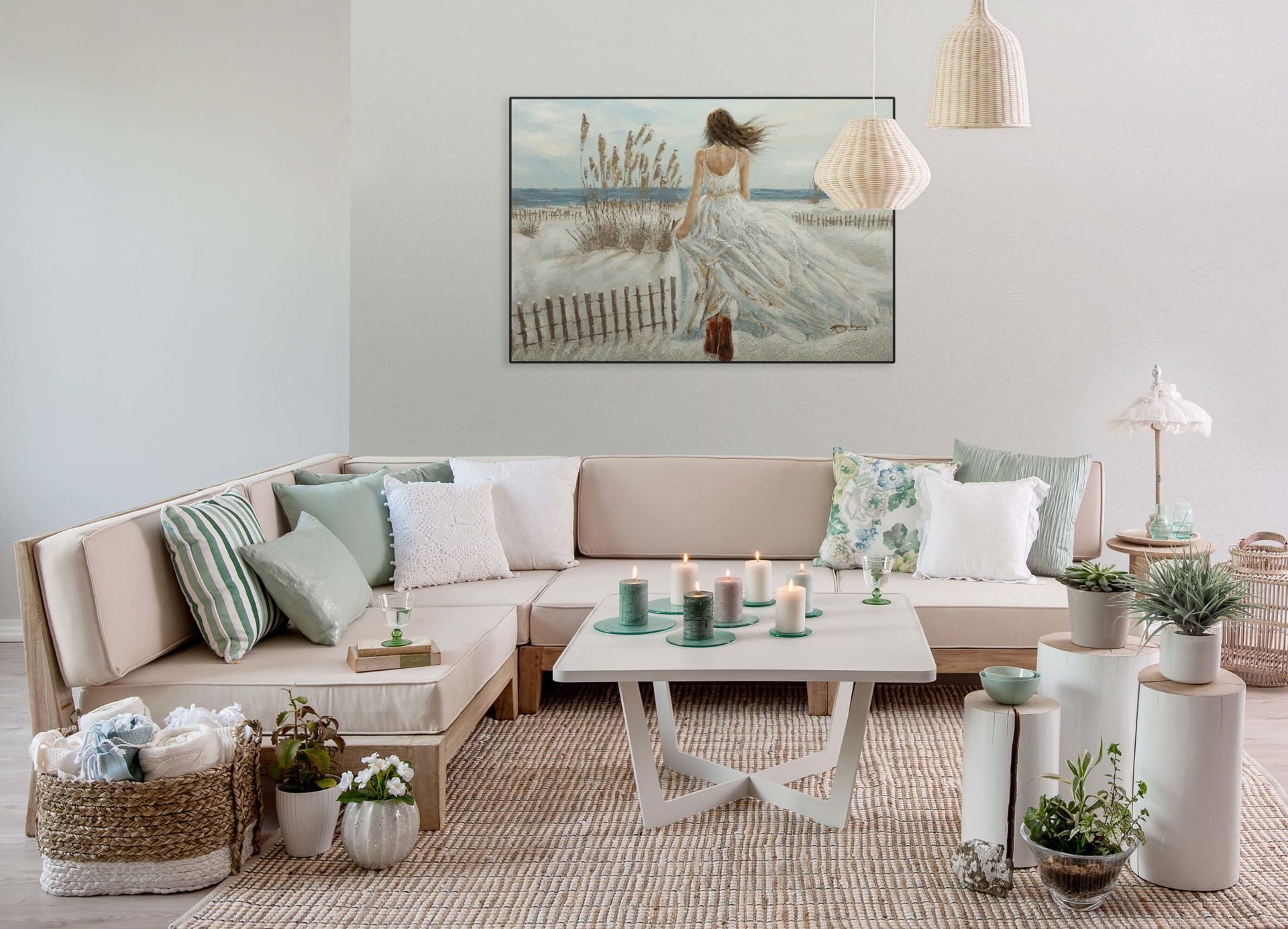 KUNSTLOFT Gemälde Blick zum Horizont 100x70 cm, Leinwandbild 100% HANDGEMALT Wandbild Wohnzimmer