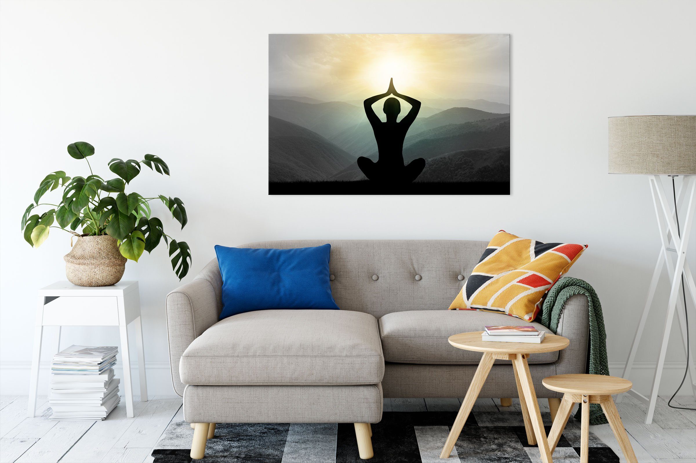 (1 bespannt, Yoga und und Pixxprint Meditation inkl. fertig Meditation, Leinwandbild Zackenaufhänger St), Leinwandbild Yoga