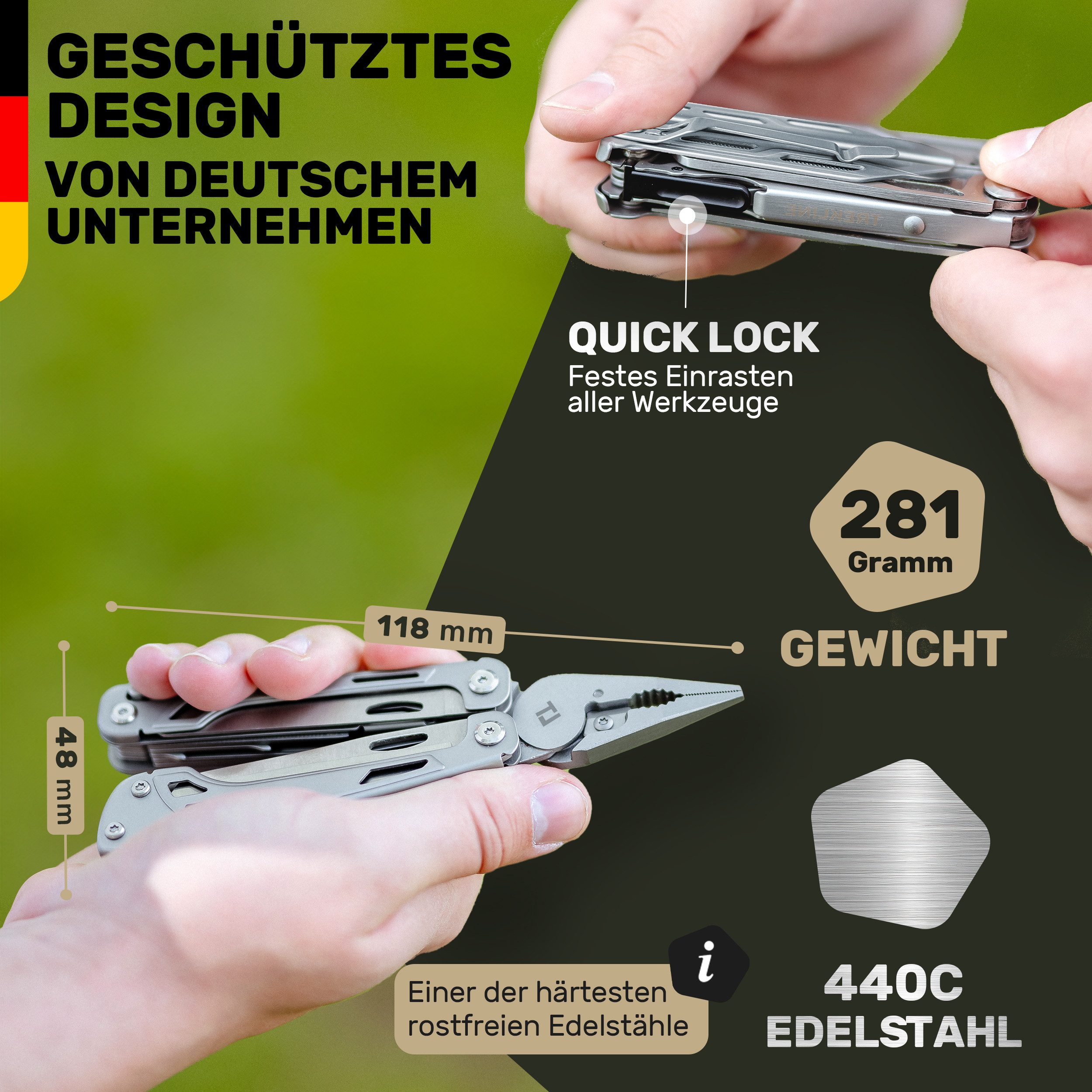 Trekline Multitool - Camping Werkzeug Multifunktionswerkzeug Multifunktionsmesser