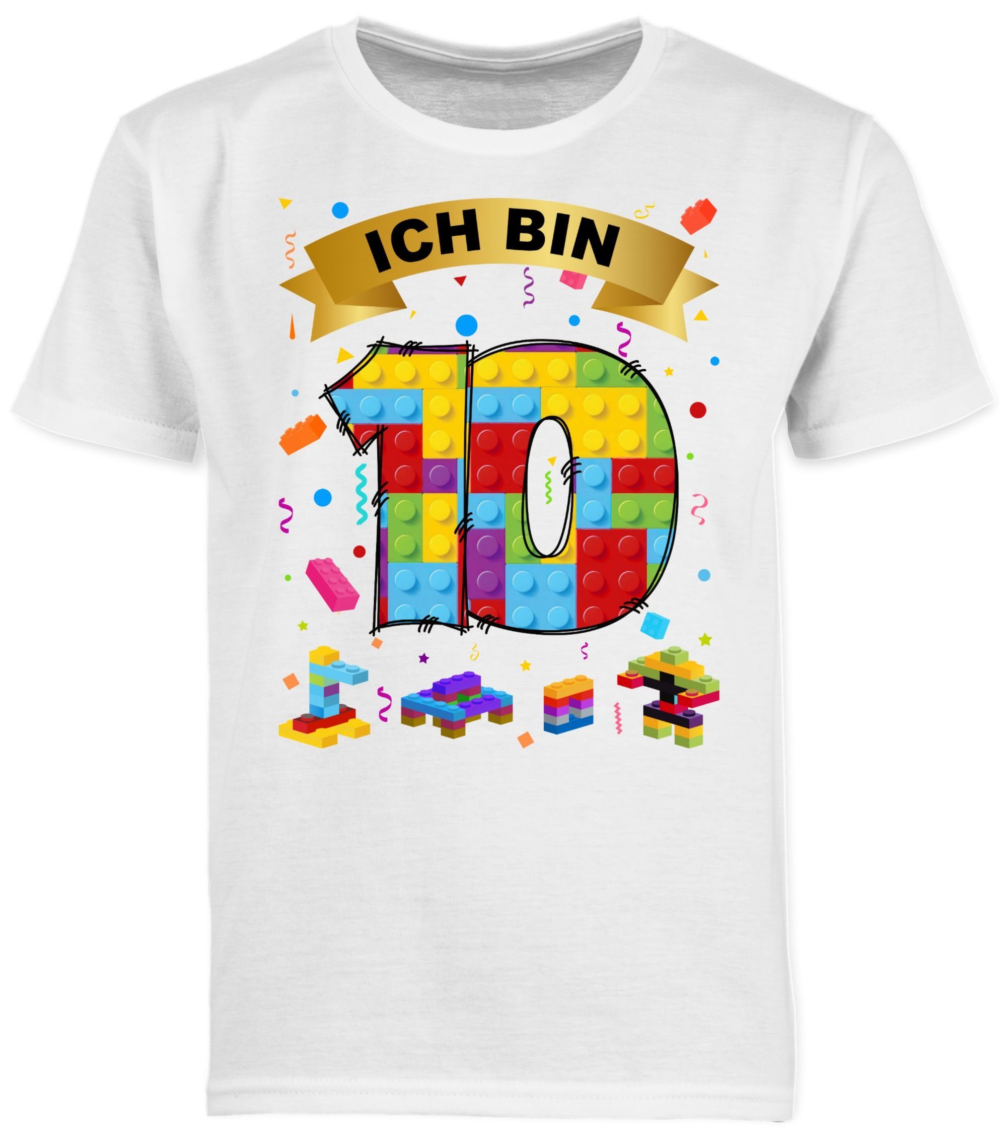 Shirtracer T-Shirt bin 01 Geburtstag Bausteine Weiß 10 Ich 10