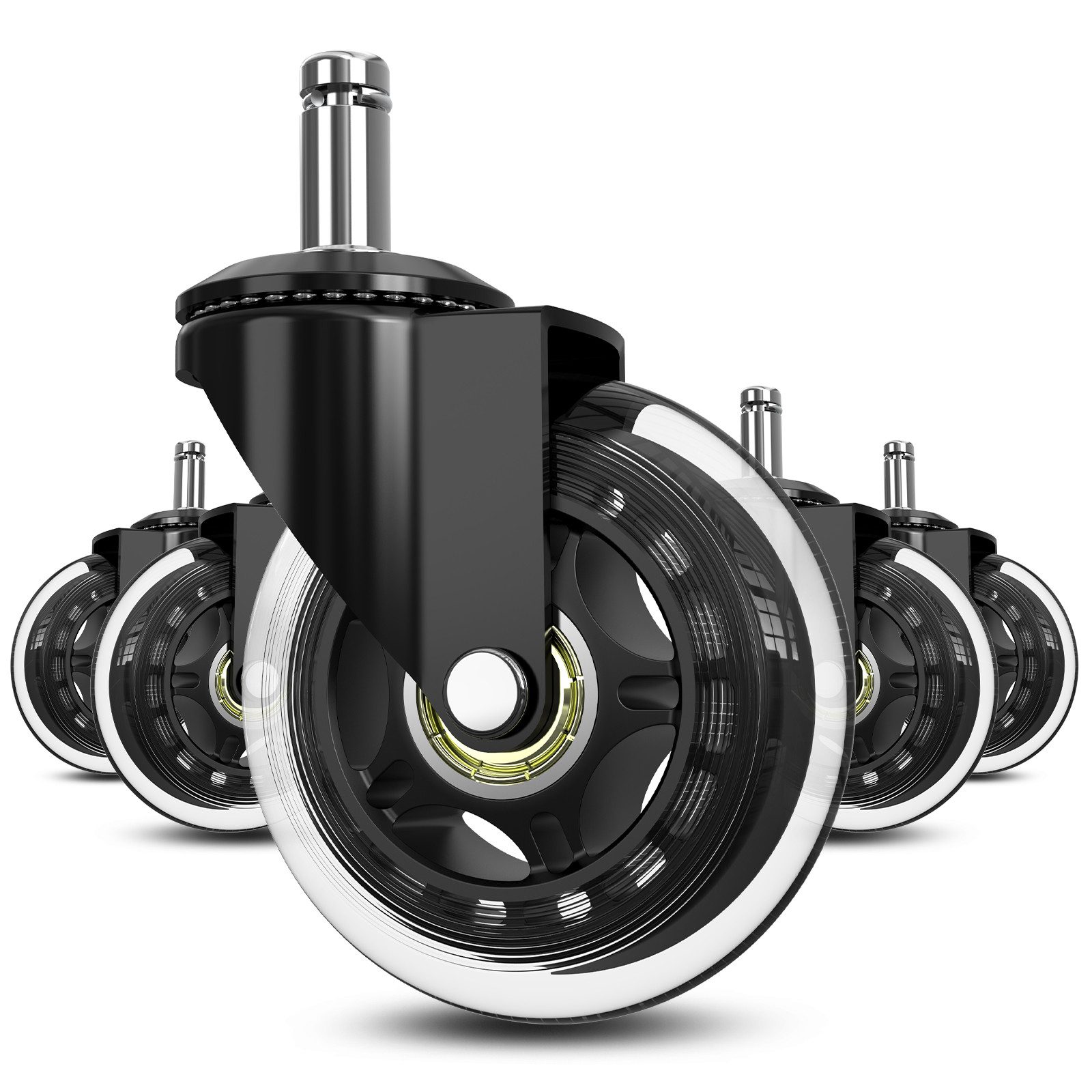 Ferghana Stuhlrolle Bürostuhl Rollen,11mm x 22mm Rollen für Bürostühle, (Set, 5er Set), 5er Set Universal Hartbodenrollen für Bürostuhl Stuhlrollen
