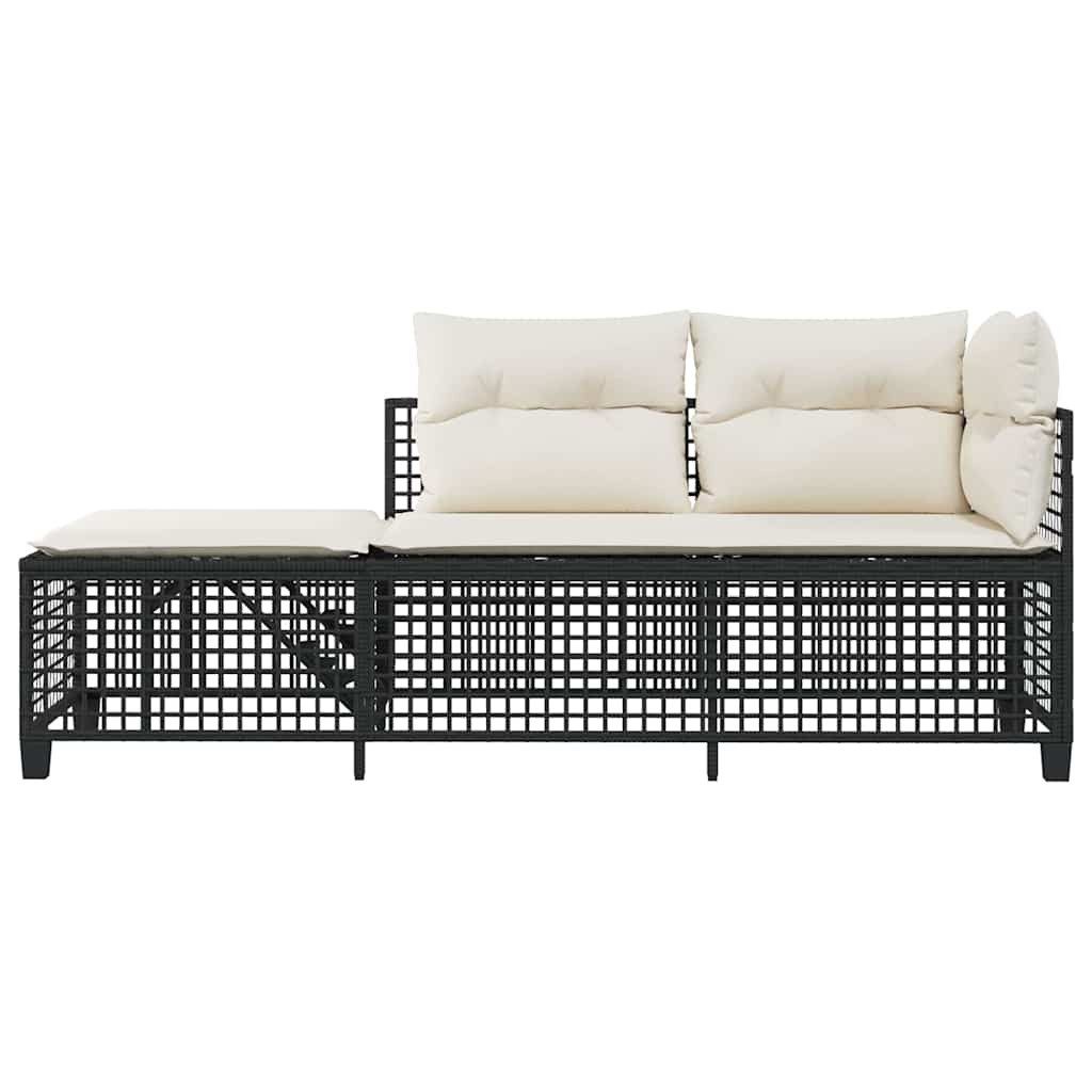 vidaXL Loungesofa 3-tlg. Garten-Ecksofa-Set mit Kissen Schwarz Poly Rattan, 1 Teile