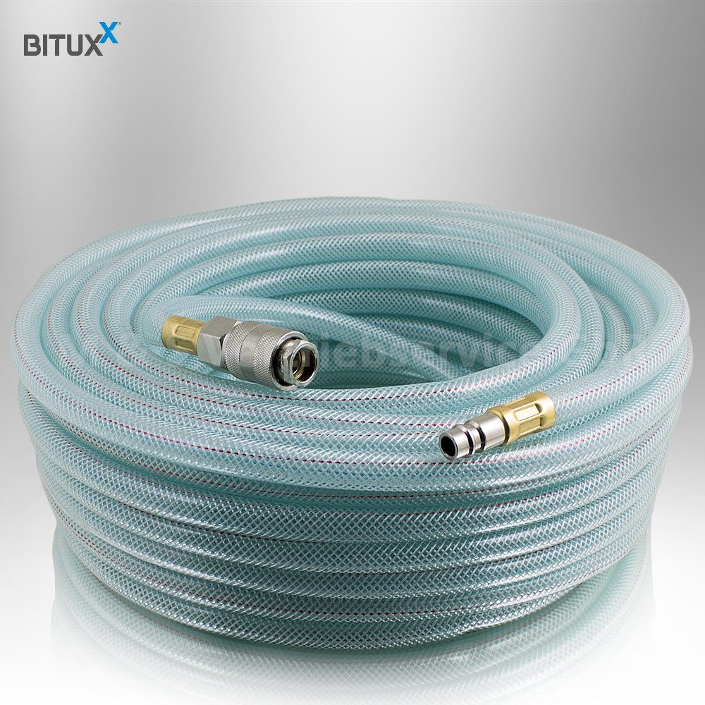 Bituxx Druckluftschlauch 10 Meter mit Steckkupplungen, max. Druck bei Dauerbelastung: 12 Bar bei 20°C