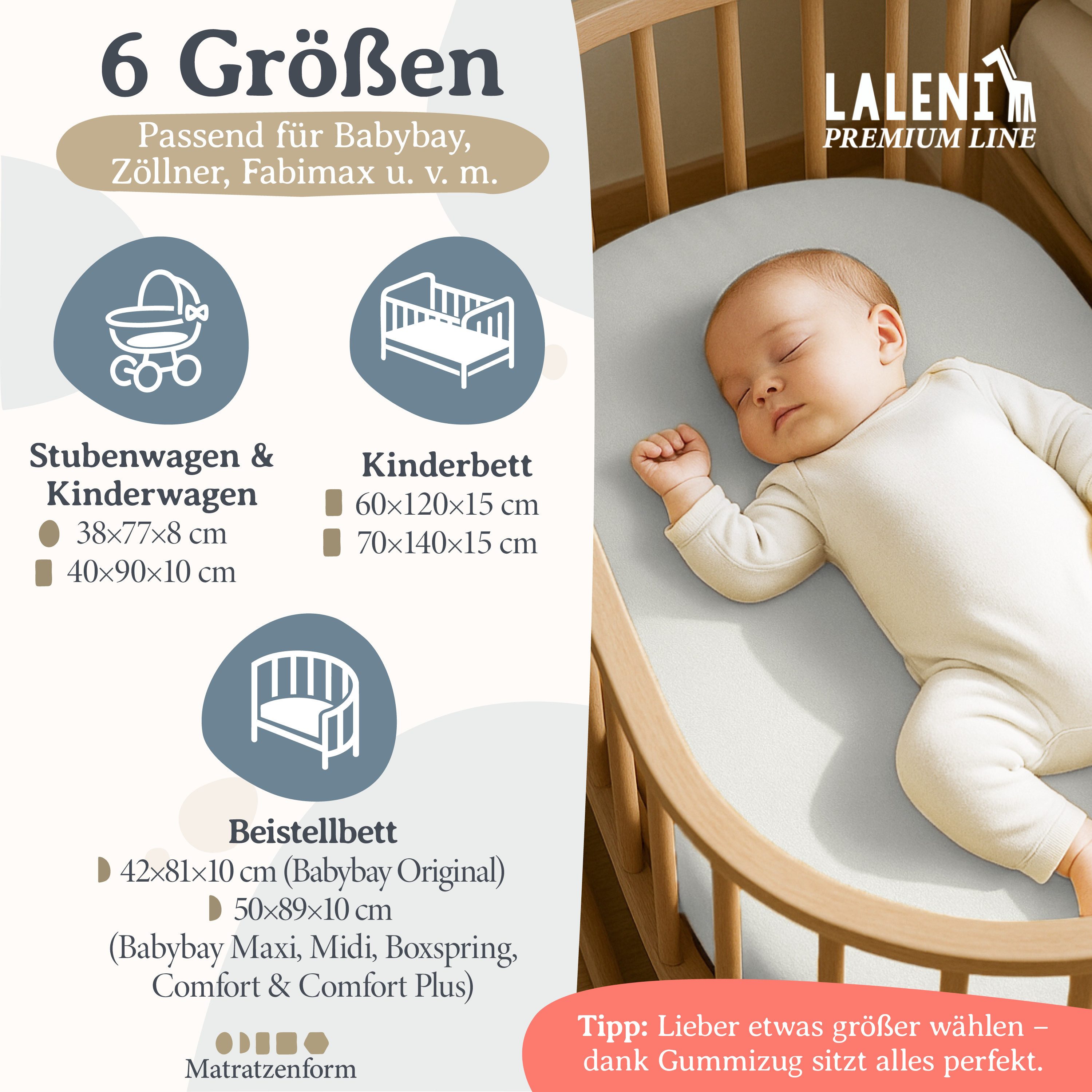 Laleni Spannbettlaken Premium für Beistellbett - Atmungsaktives Spannbetttu günstig online kaufen