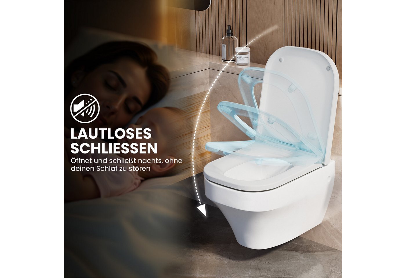 Thumbnail - DERW MAX WC-Sitz Weiß Duroplast Toilettensitz mit Absenkautomatik, Schnellverschluss Toilettendeckel, Tragfähigkeit bis ...