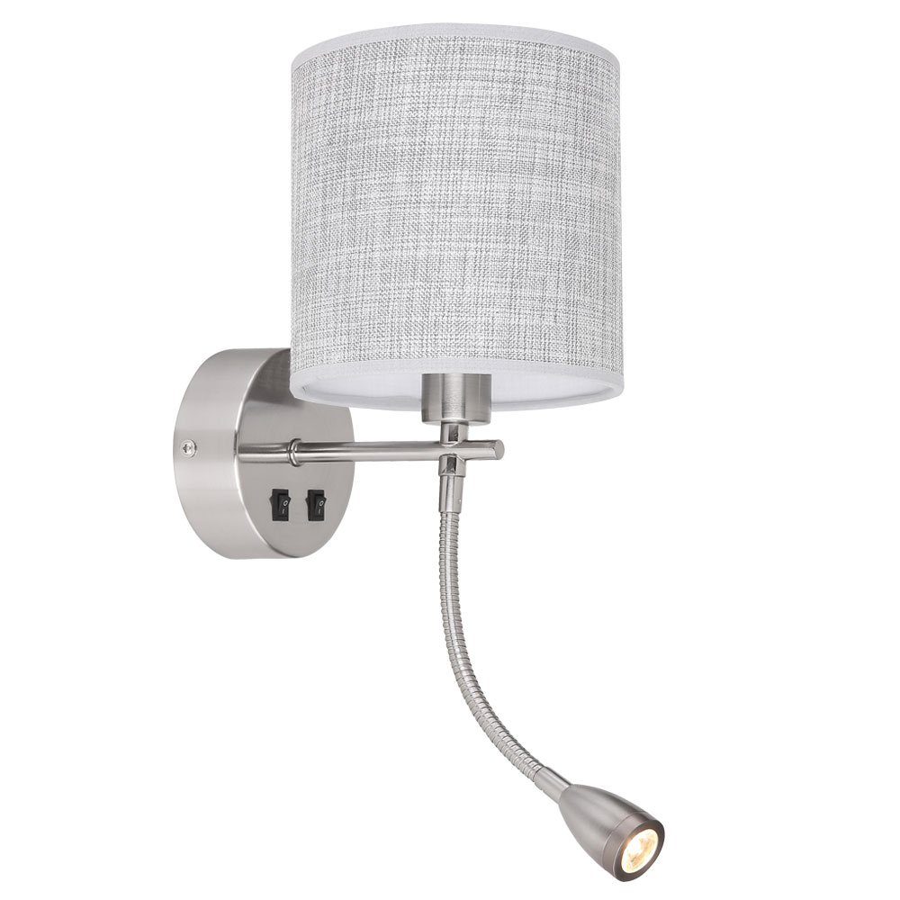 flexibel Wandleuchte, im- LED Lampe Schlaf inklusive, Lese Wand Warmweiß, grau ZImmer Leuchte Leuchtmittel Wohn etc-shop Textil