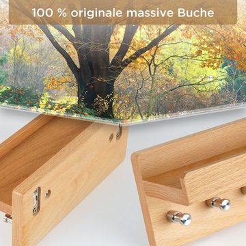 HAUSIST Schlüsselbrett Schlüsselbrett Holz mit Ablage schlüsselkasten mit Edelstahlhaken, aus Holz mit 6 Edelstahlhaken, Weihnachtsgeschenk