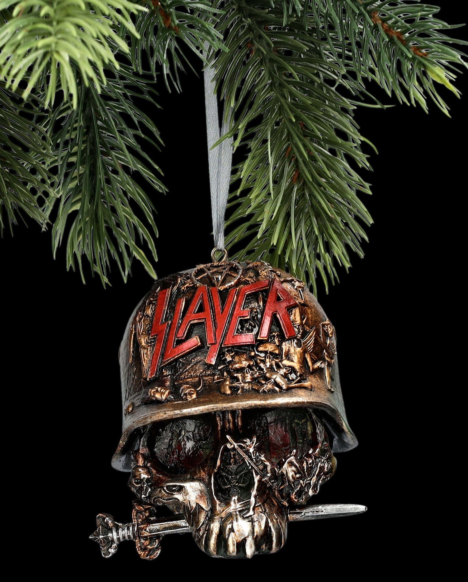 Figuren Shop GmbH Christbaumschmuck Christbaumschmuck - Slayer Totenkopf -  Weihnachtsdeko Weihnachtsbaum (1-tlg)