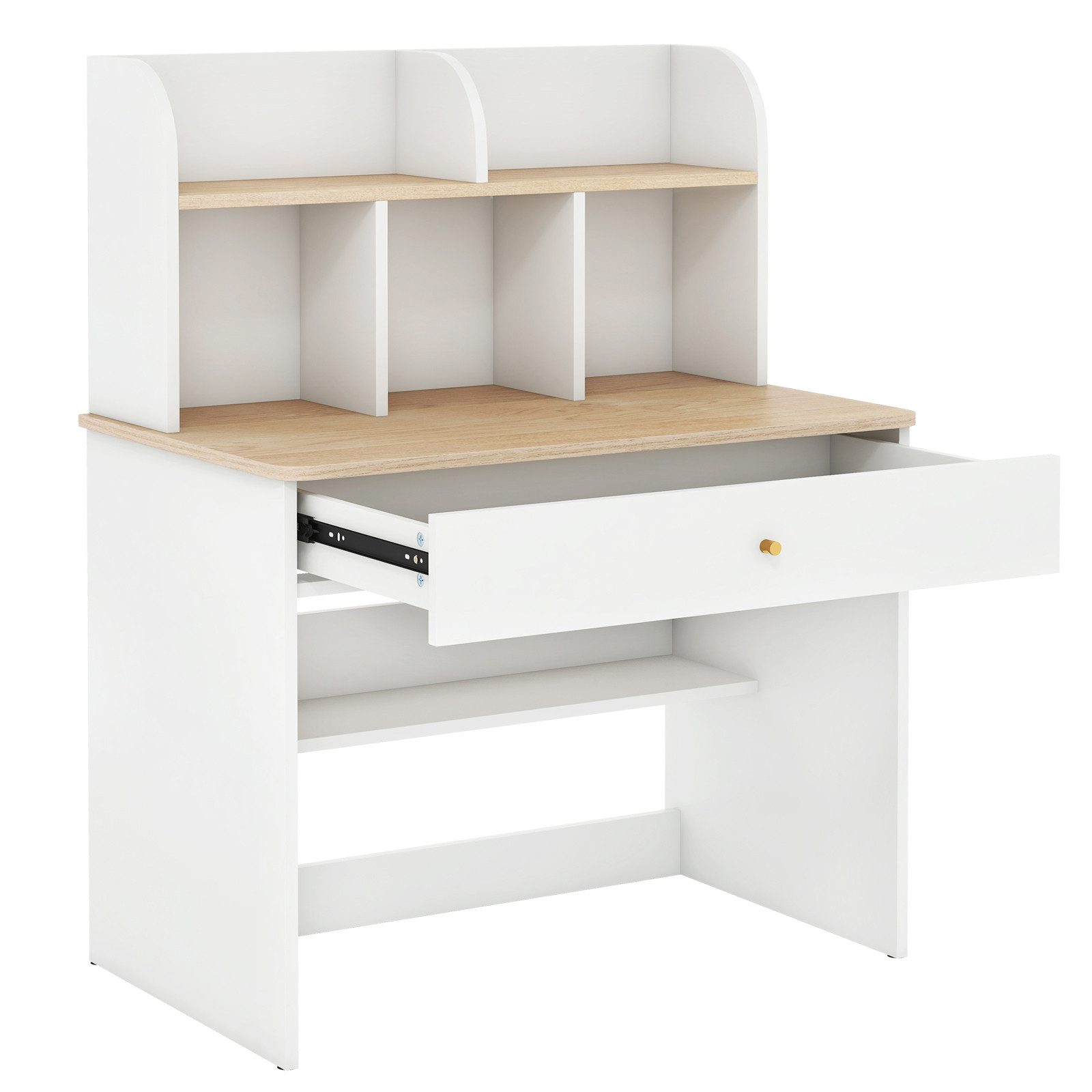COSTWAY Kindertisch, Kinderschreibtisch, Holz, mit Ablagefach, 80 x 48 x 102 cm