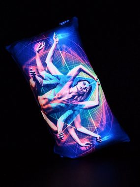 PSYWORK Dekokissen Schwarzlicht Kissen Neon "Resonance", 30x50cm, UV-aktiv, leuchtet unter Schwarzlicht