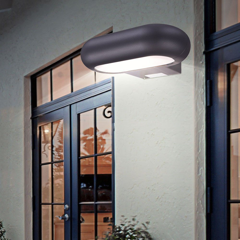 fest dunkelgrau Fassadenlampe LED LED-Leuchtmittel verbaut, Haustürlampe Außenleuchte Außen-Wandleuchte, Globo Warmweiß, Wandleuchte