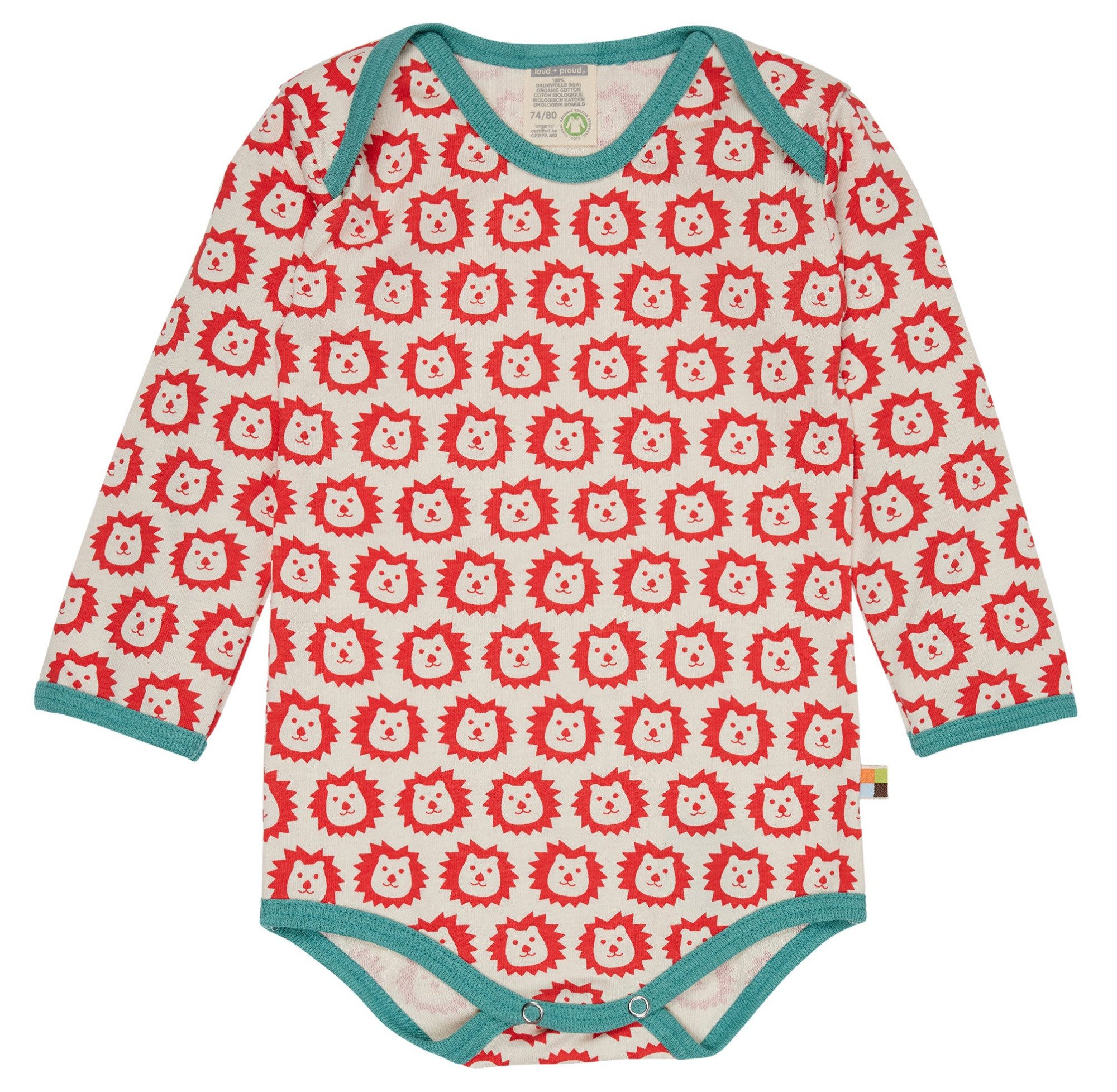 loud + proud Langarmbody mit Tierdruck Bio Baumwolle, GOTS