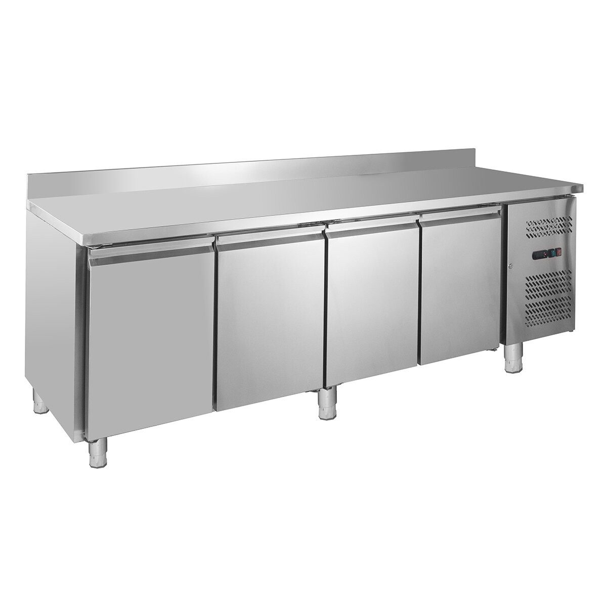 GastroHero Gefriertruhe Tiefkühltisch Edelstahl 4 Türen -22 °C Gastro GN 1/1 GNH4200BT, 223 cm breit