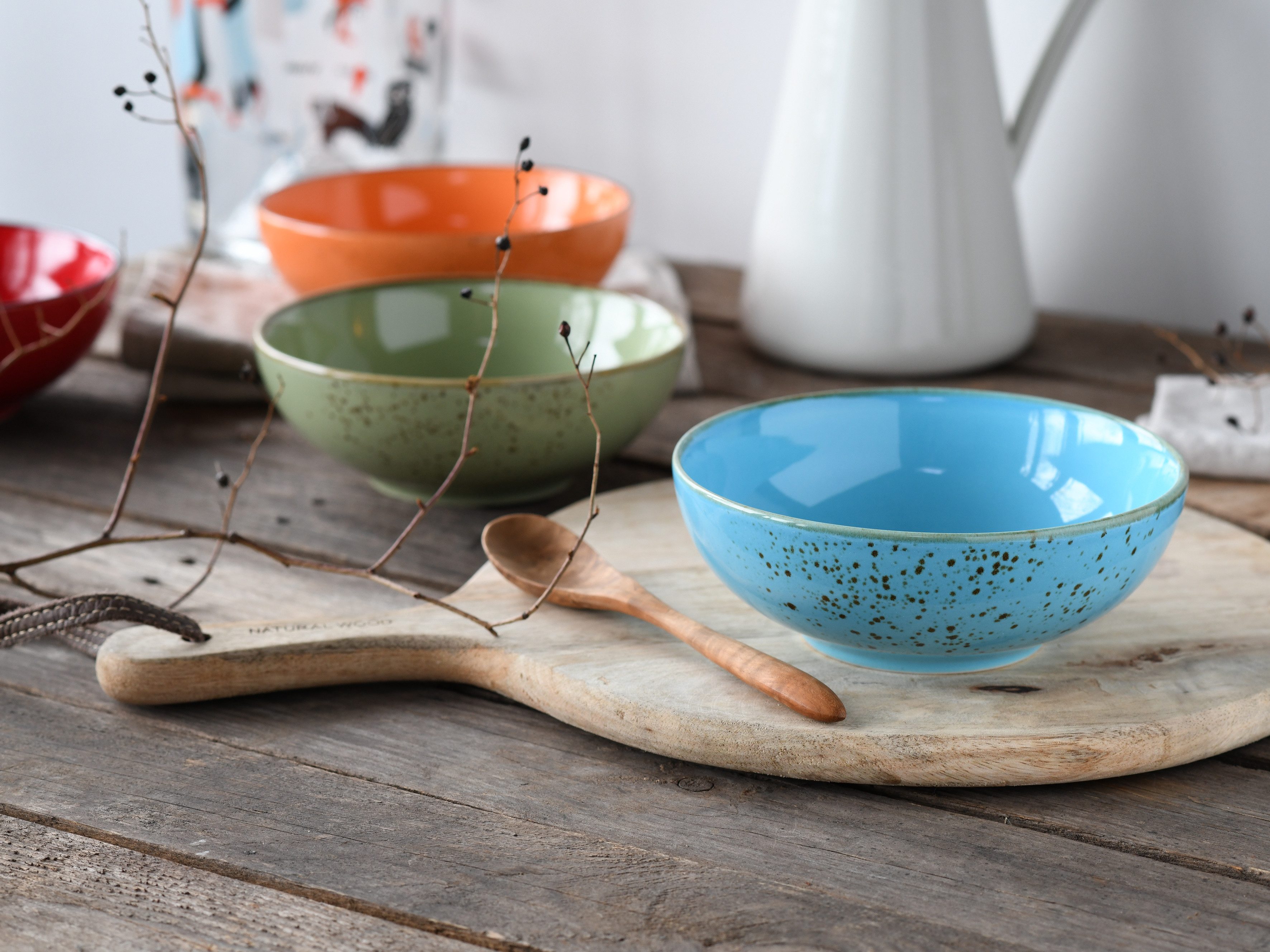 CreaTable Schale Nature Collection, Bowl Set 12-tlg, Steinzeug, (Set, 12-tlg), Handwerklicher Look, Vintage