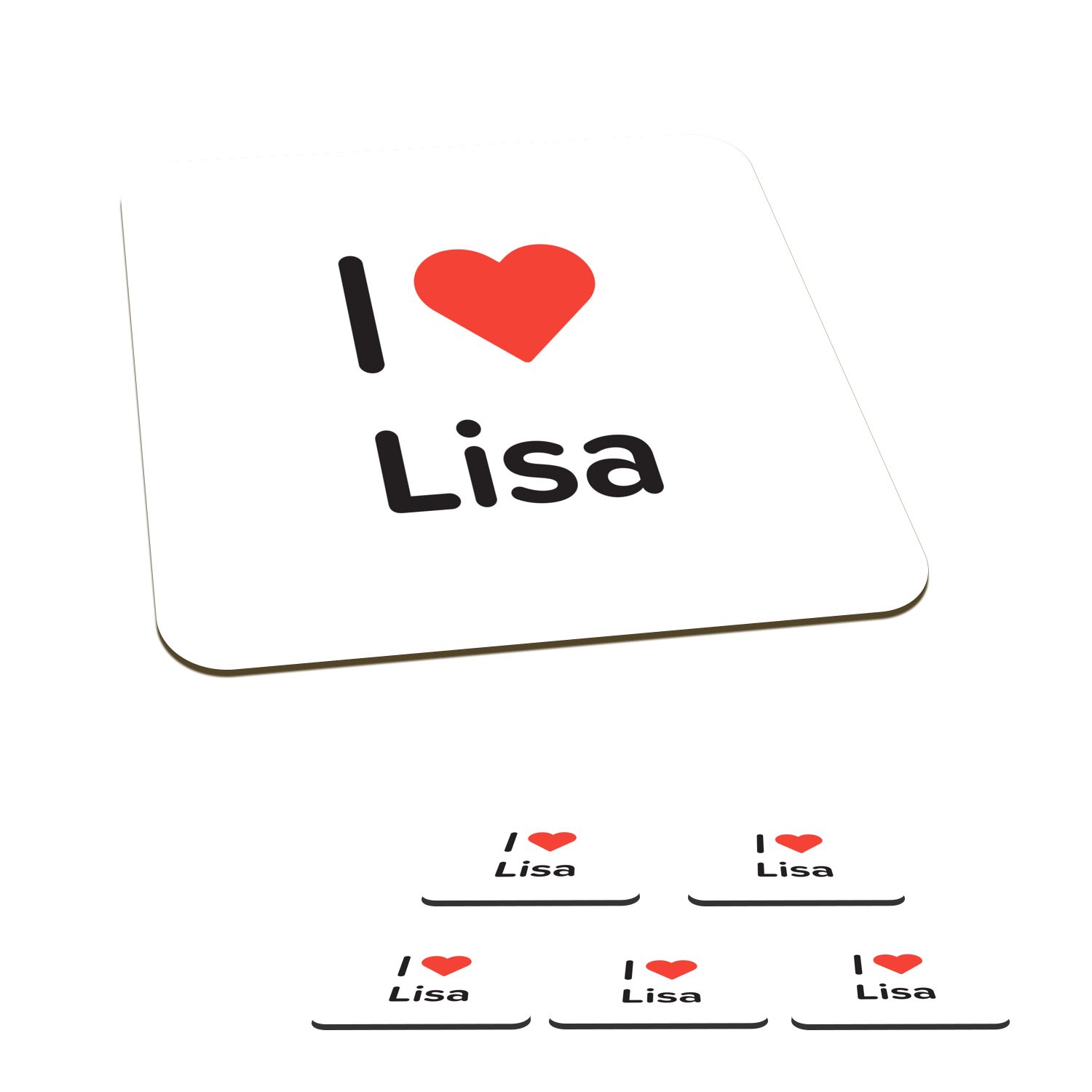 Lisa Tischuntersetzer, Untersetzer, - Mädchen, Glasuntersetzer für Glasuntersetzer, MuchoWow Ich Gläser, 6-tlg., - Zubehör Korkuntersetzer, Tasse liebe