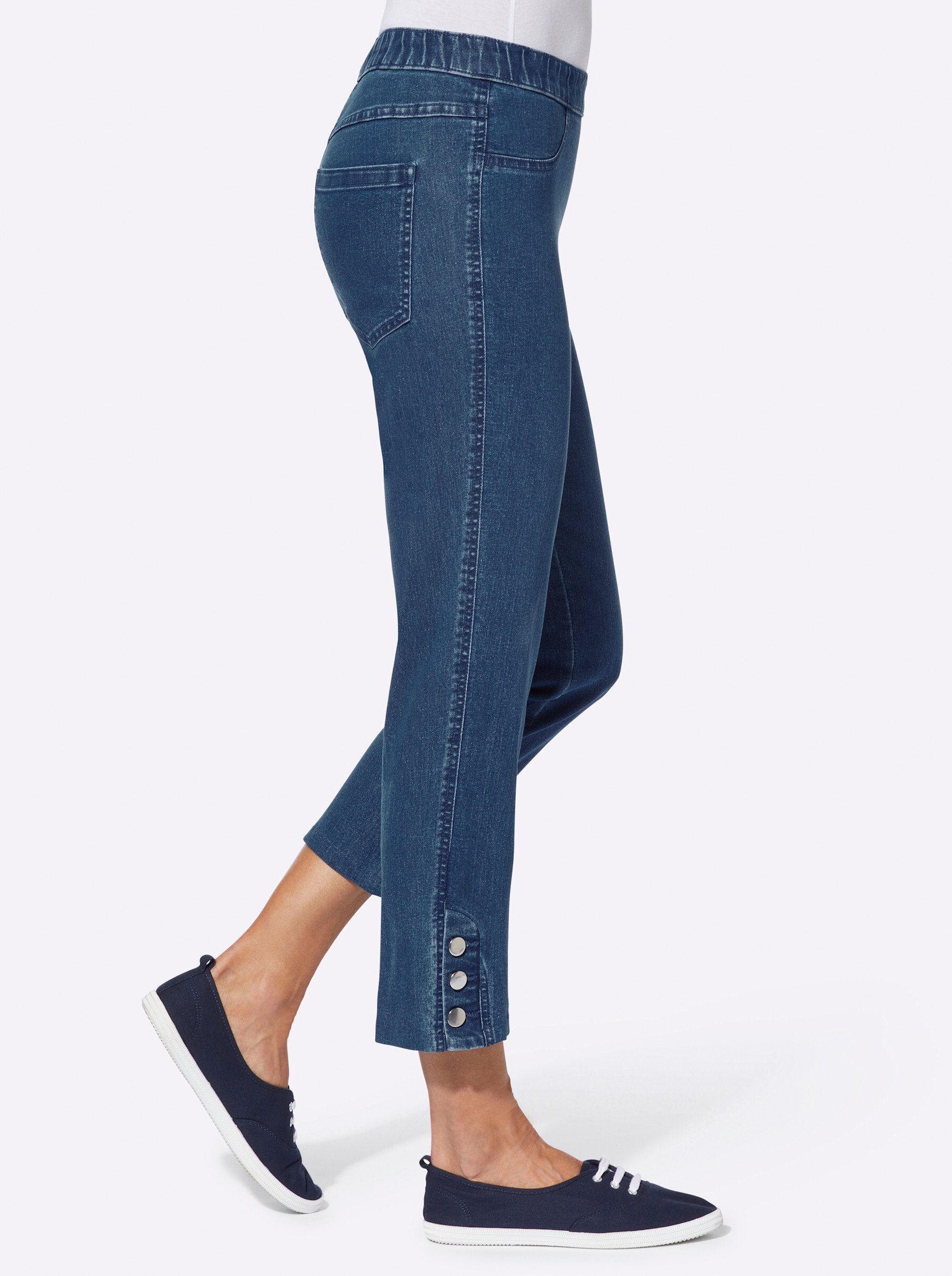 Sieh an! Bequeme Jeans 7/8-Jeans . mit Schlupfbund und Knöpfen am Saum günstig online kaufen
