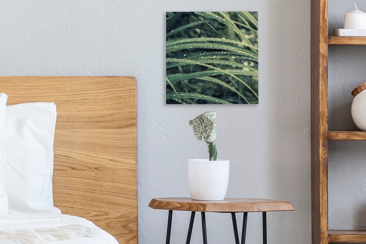 OneMillionCanvasses® Leinwandbild Bilder für Regenfällen, Gras St), (1 nach botanisches Grünes Schlafzimmer Wohnzimmer Leinwand