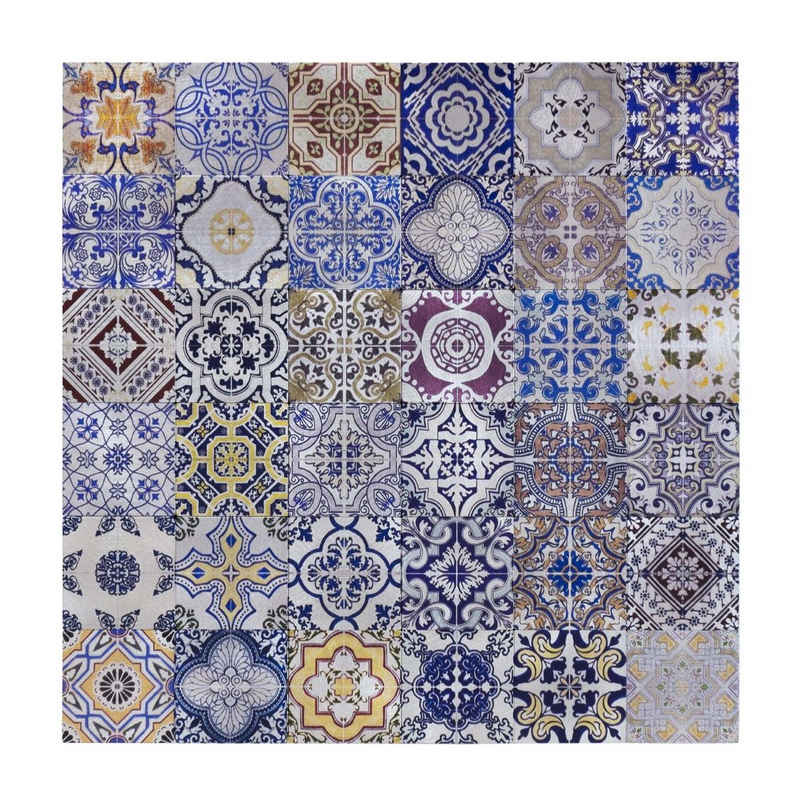 Dalsys Wandpaneel 1m² 11 Stück selbstklebend, (Lissabon Mosaikfliesen mit bunten Ornamenten, 11-tlg., Wandfliese) feuchtigskeitsbeständig, einfach montiert, hochwertiges Material