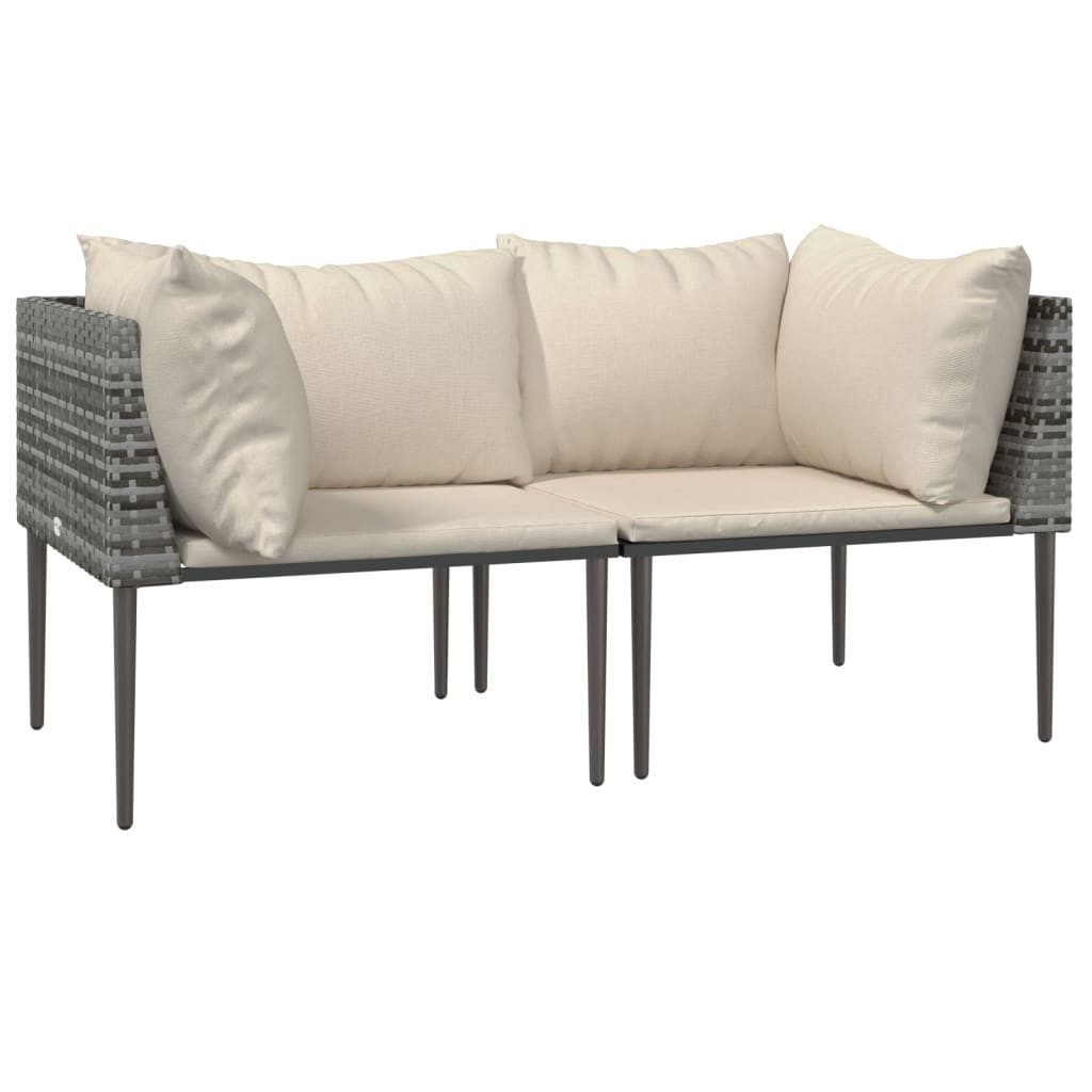 vidaXL Sofaelement Garten-Ecksofas mit Kissen 2 Stk. Grau Poly Rattan (2 St)