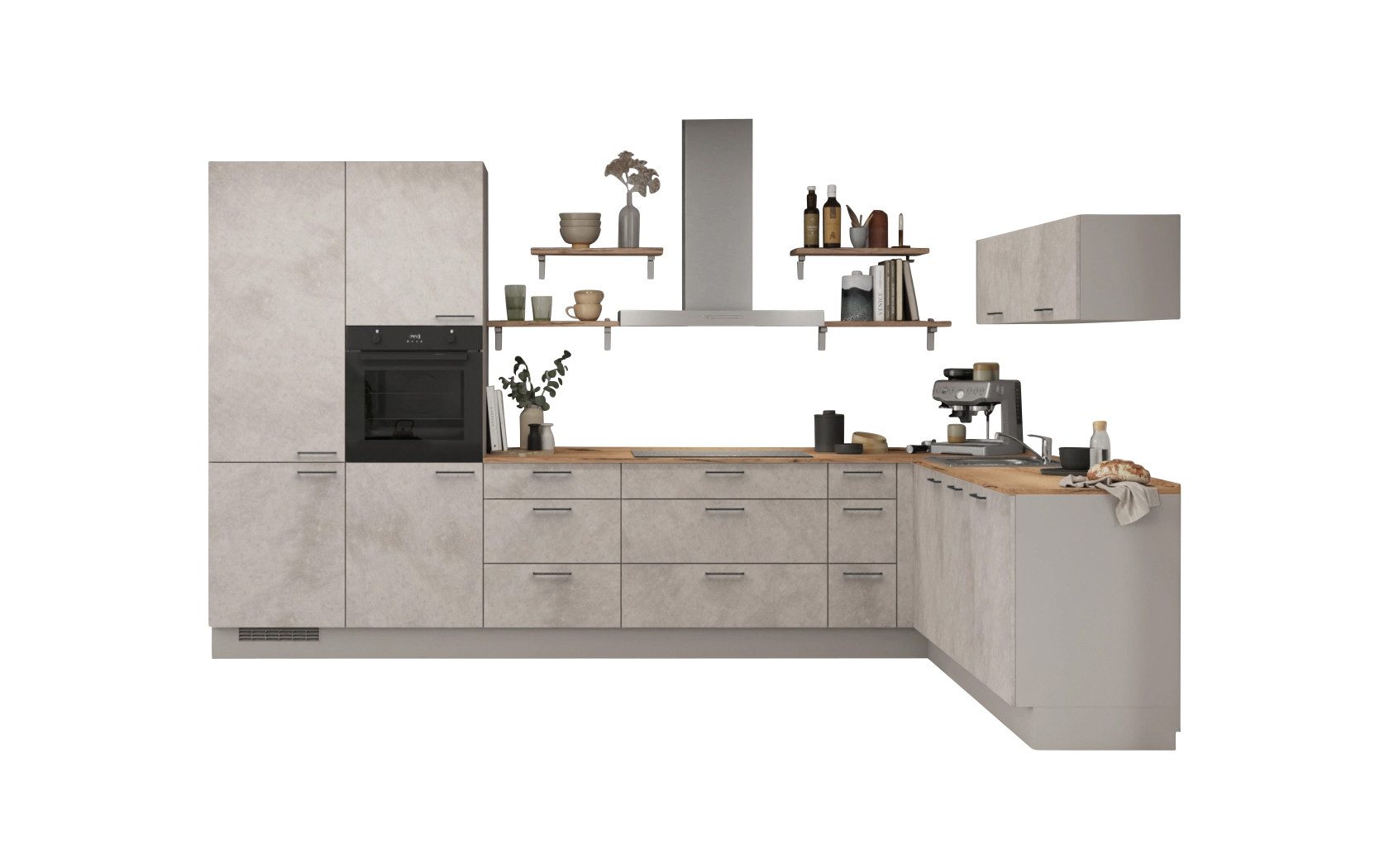 nobilia® Winkelküche Bo, individuell anpassbar, gratis Küchenplanung mit Profis, (Breite 613.2 cm), vormontiert, wahlw. mit E-Geräten, inkl. Lieferung