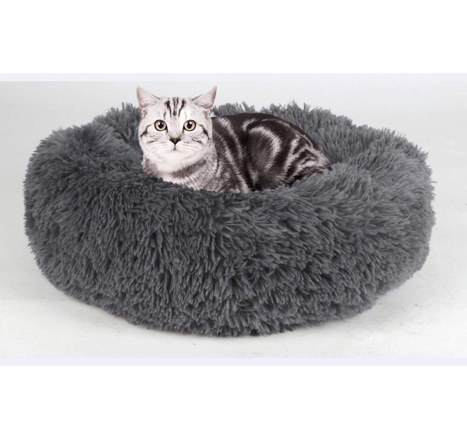BURI Tierbett 6x Plüschbett Donut 50cm Hunde Katzen Haustier Kissen Korb Schlafplatz