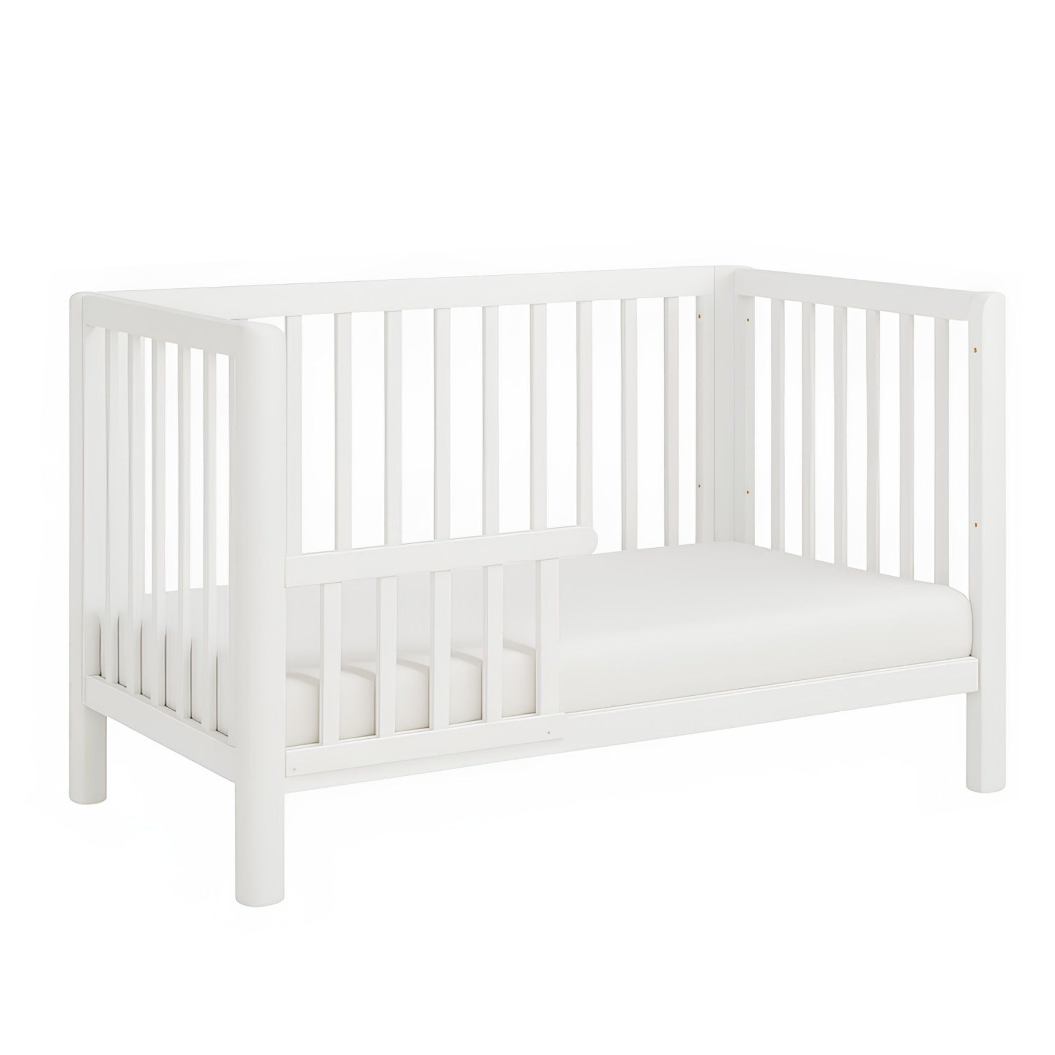 Baby-Delux Babybett Lio Schutzgitter umbaubar, Kinderbett 60x120 weiß Barriere Kiefer Matratze – Bild 4 von 5