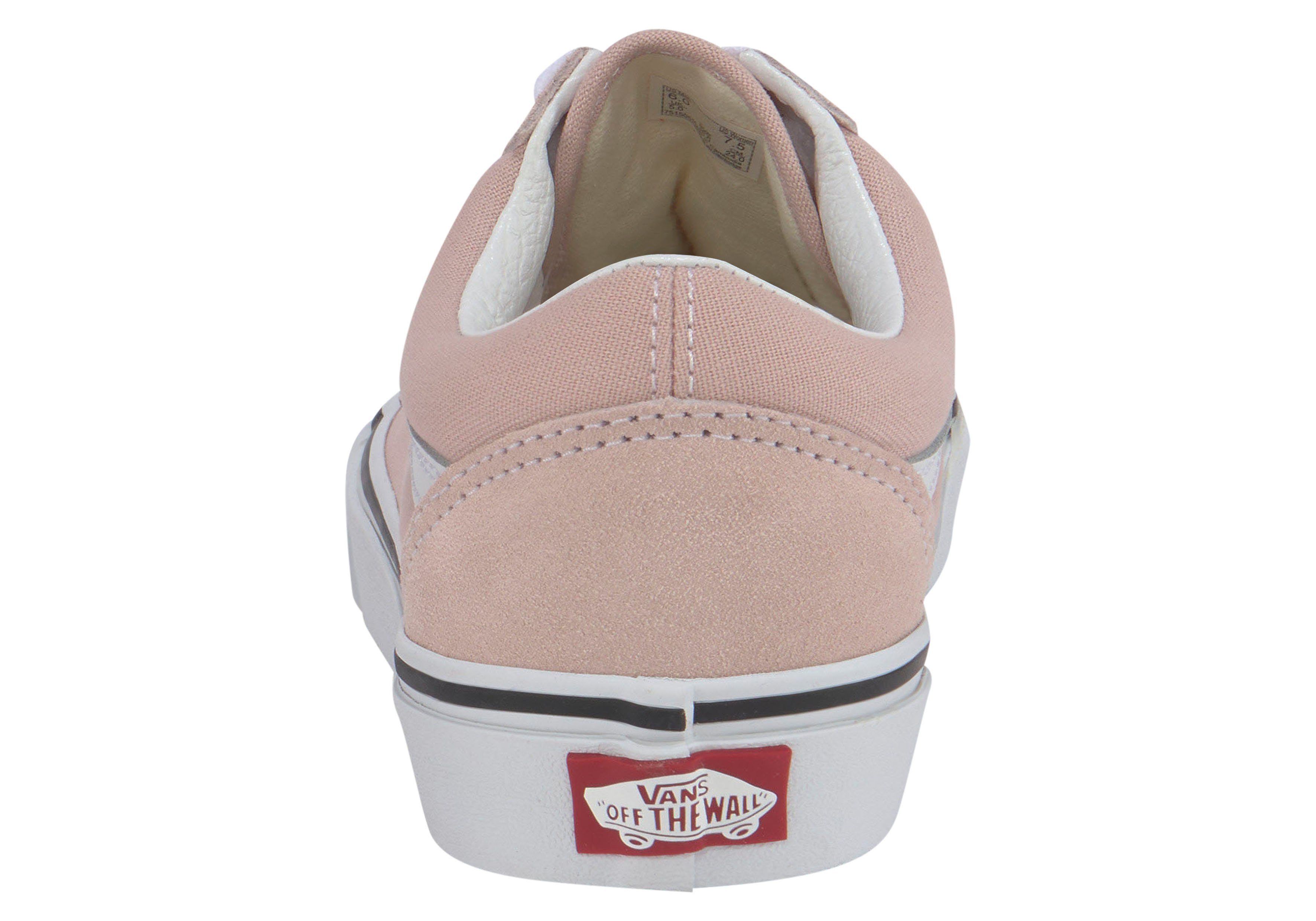 Vans Logo Sneaker mit Old kontrastfarbenem an Ferse rosa der Skool