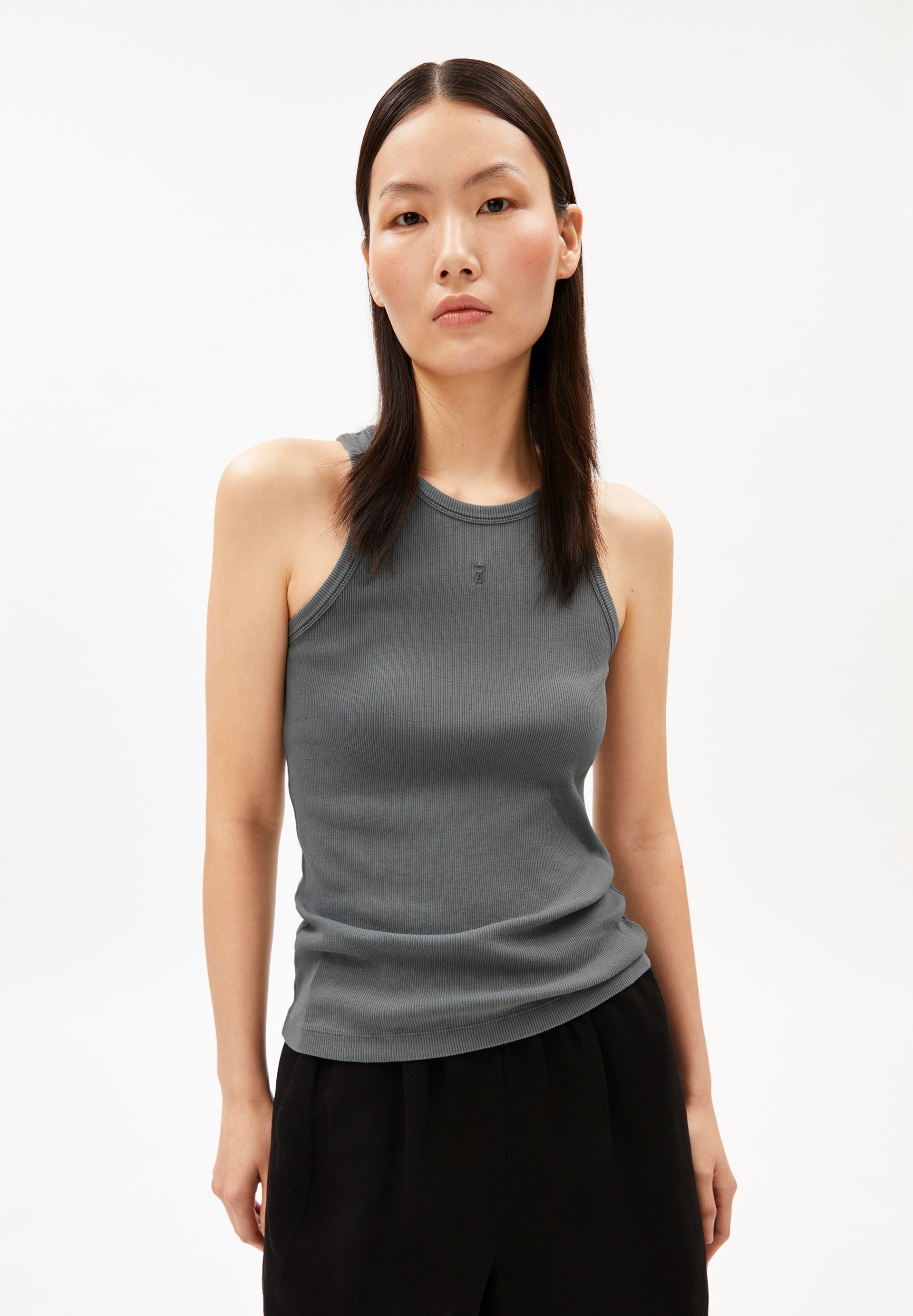 Armedangels Shirttop GMT DYE RIB Top aus Bio-Baumwoll Mix (Fitted) Rundhalsausschnitt