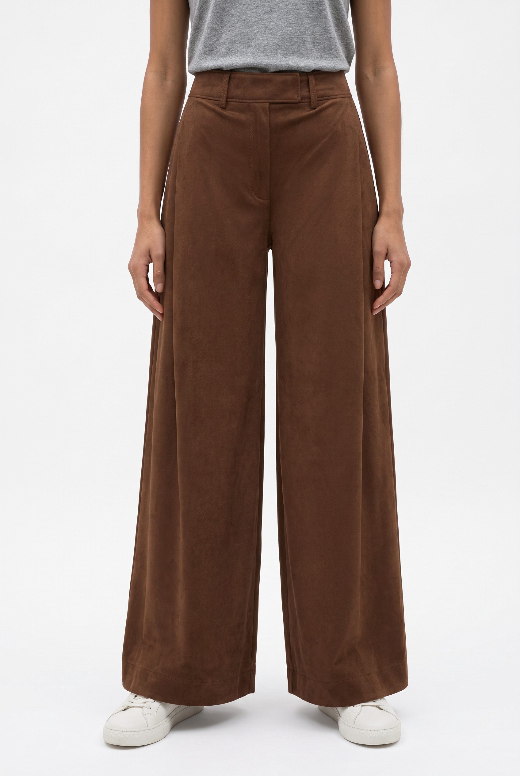 BOSS ORANGE Palazzohose Takora Premium Damenmode in Veloursleder-Optik