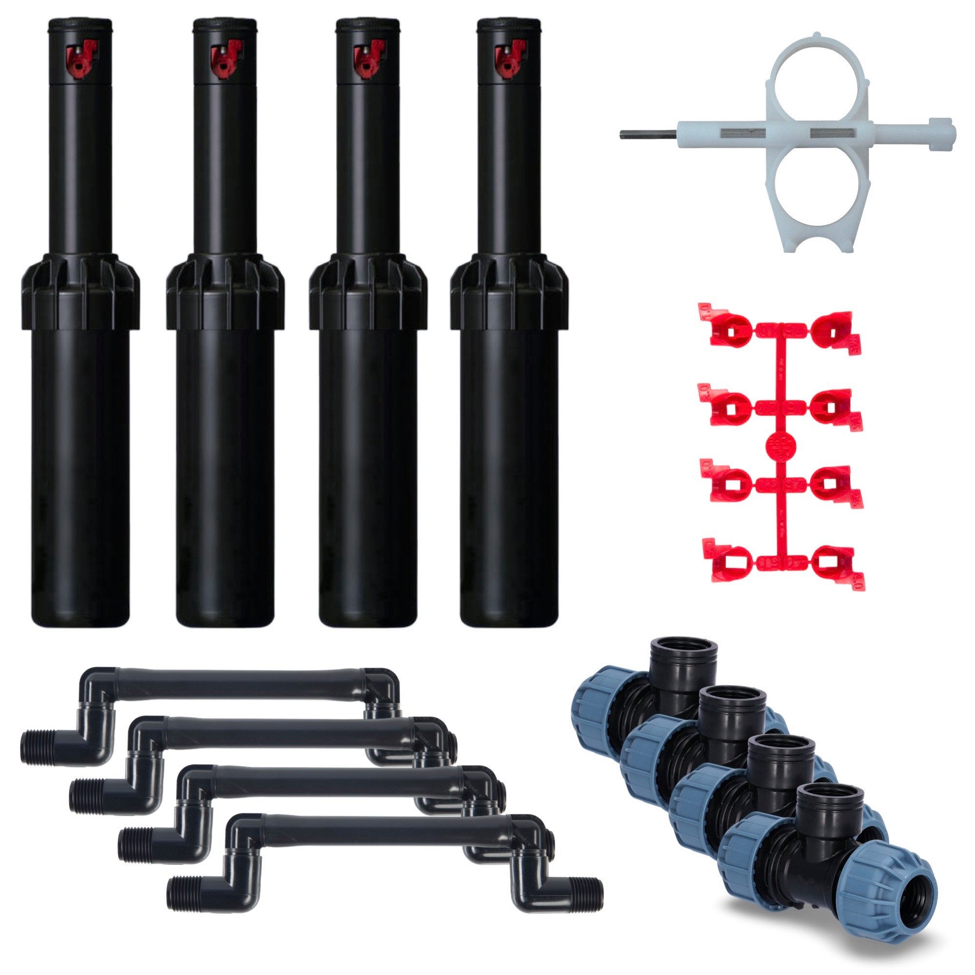 STEMAX-Wassertechnik Versenkregner Hunter PGJ-04 Getrieberegner 1 / 4 / 6 Profi-Installations-Set, (Set, Komplettset mit Hunter PGJ-04 Regner, Swing Joint & T-Stück), Hunter PGJ Profi-Installationsset für die unterirdische Bewässerung