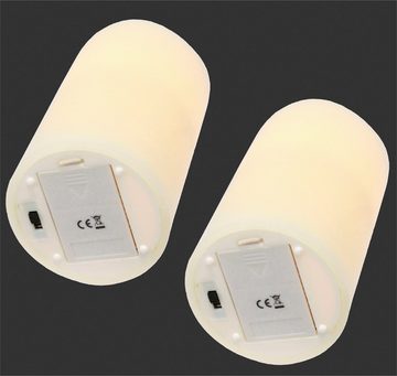 I.GE.A. LED-Kerze LED-Kerzen Flackernd Warmweiß 2er Set Stumpenkerze Deko Valentinstag (2-tlg), Romantische Dekoration Creme Echtwachs romantisch