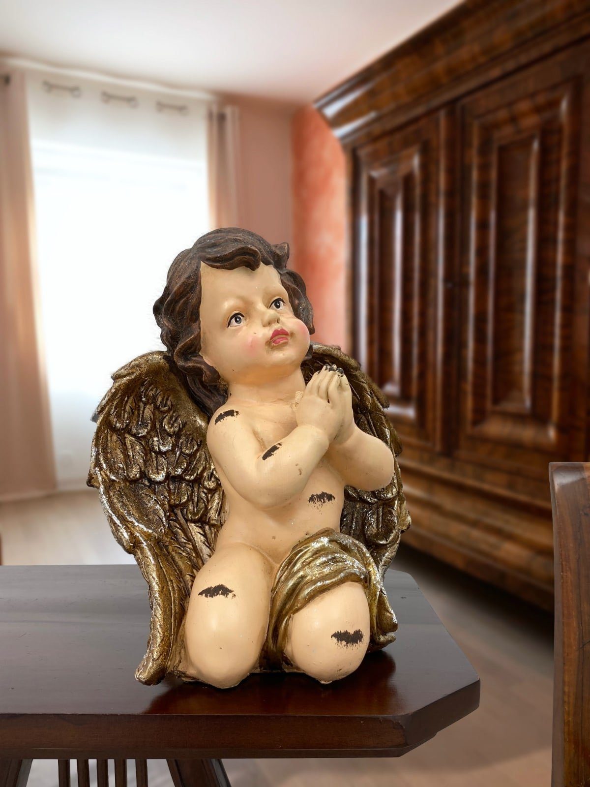 Aubaho Dekofigur Skulptur Engel Figur betender Antik-Stil Putte 26cm Kunststein Putti