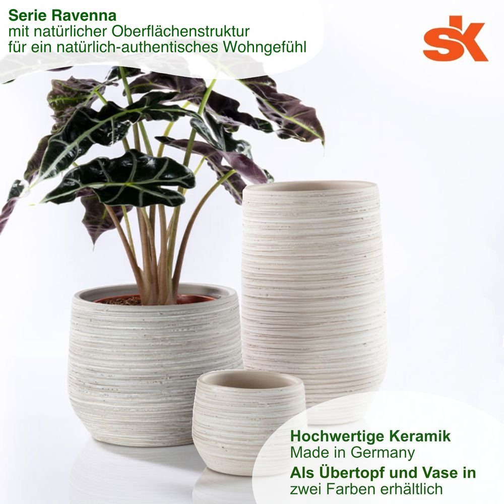 Heimwerkercenter Keramikübertopf Wohnambiente - Serie ø12 Soendgen SK Übertopf hochwertiges Ravenna grau, cm,
