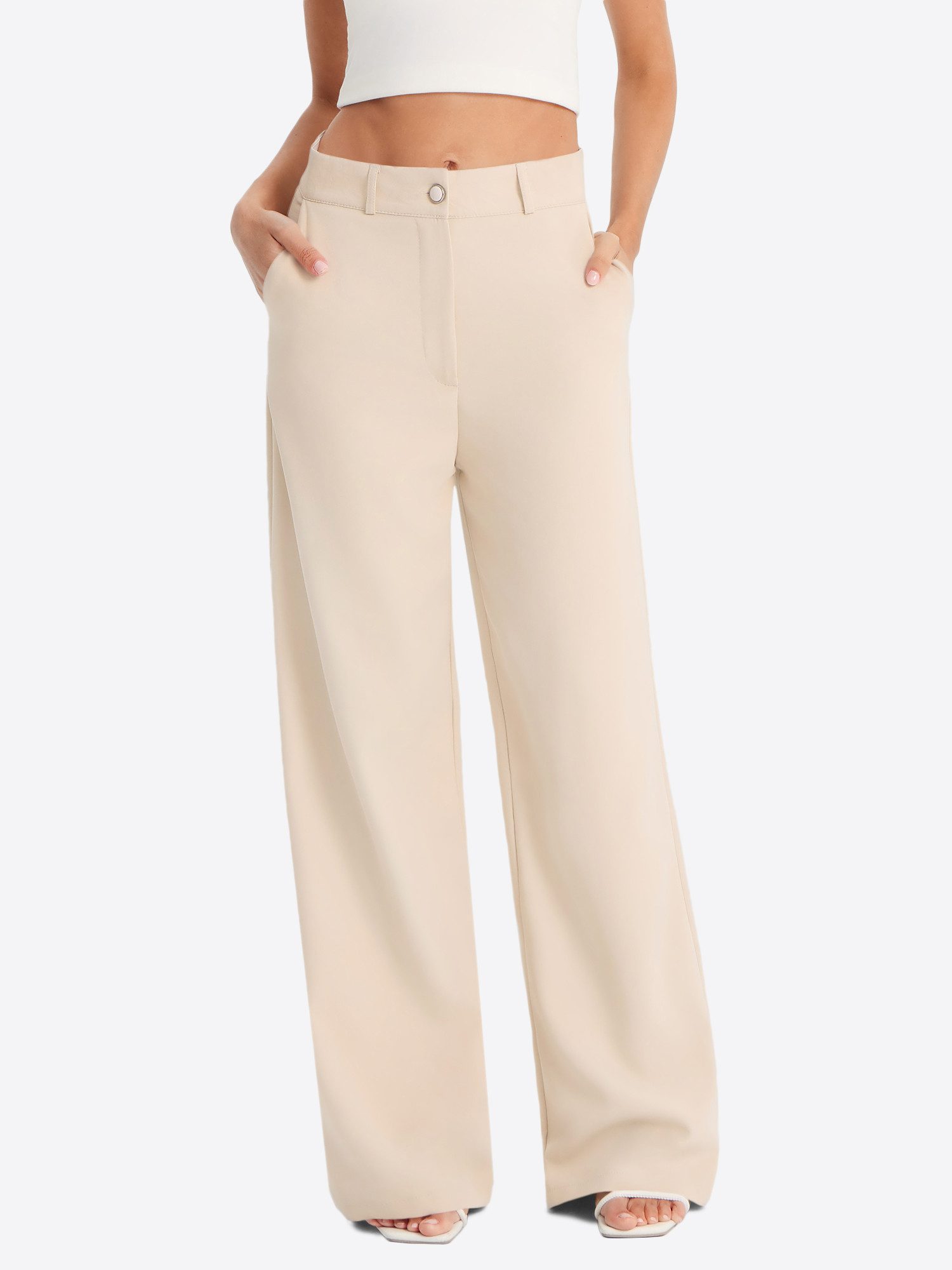 Imily Bela Anzughose Damen High-Waist Wide Leg Elegant Business Marlene-Hos günstig online kaufen