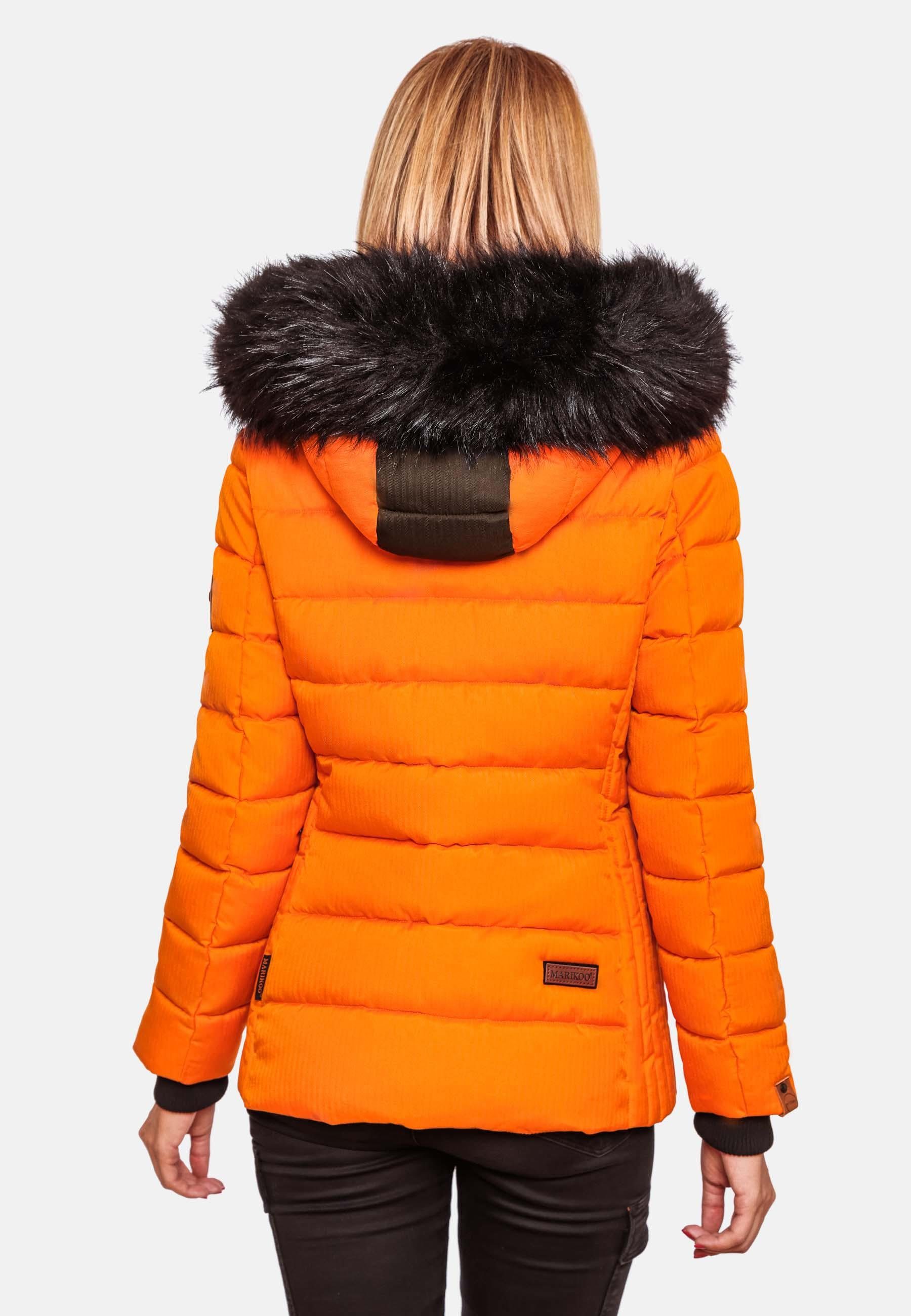 Marikoo Steppjacke Unique modische Winterjacke mit Kunstpelz-Kapuze